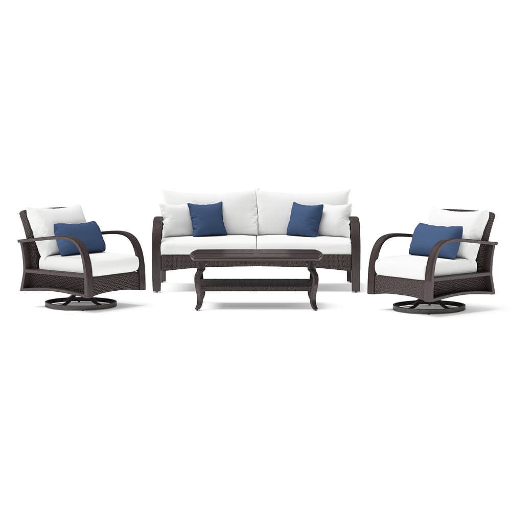 RST Brands OP-PESS4M-BAR-BINK-K Barcelo 4 -Piece Wicker Patio Sofa Conversation Set with Gray Sunbrella Cushions