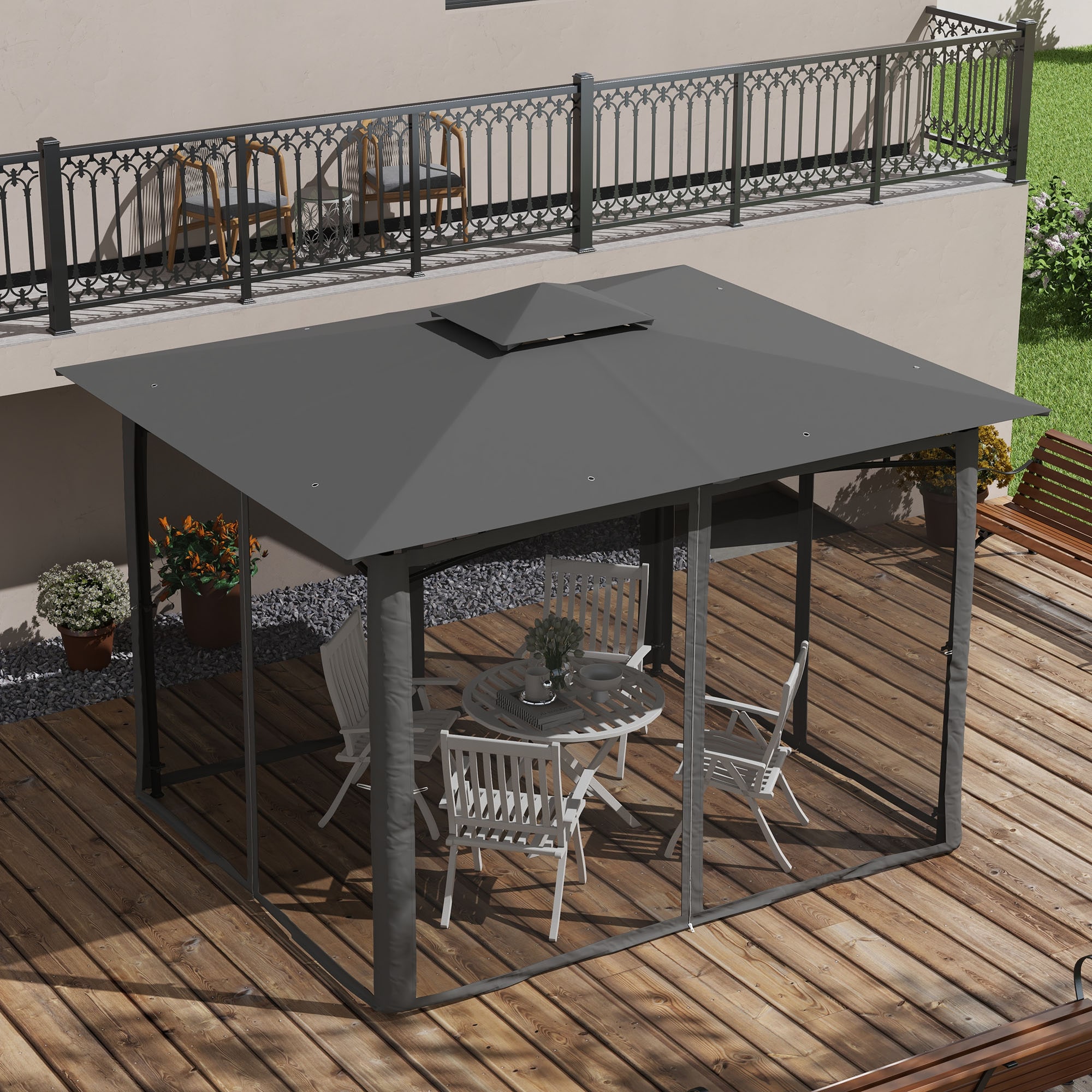 Kahomvis TM-QPMX2-3AAA Wood-Resin-Gazebos - View #3