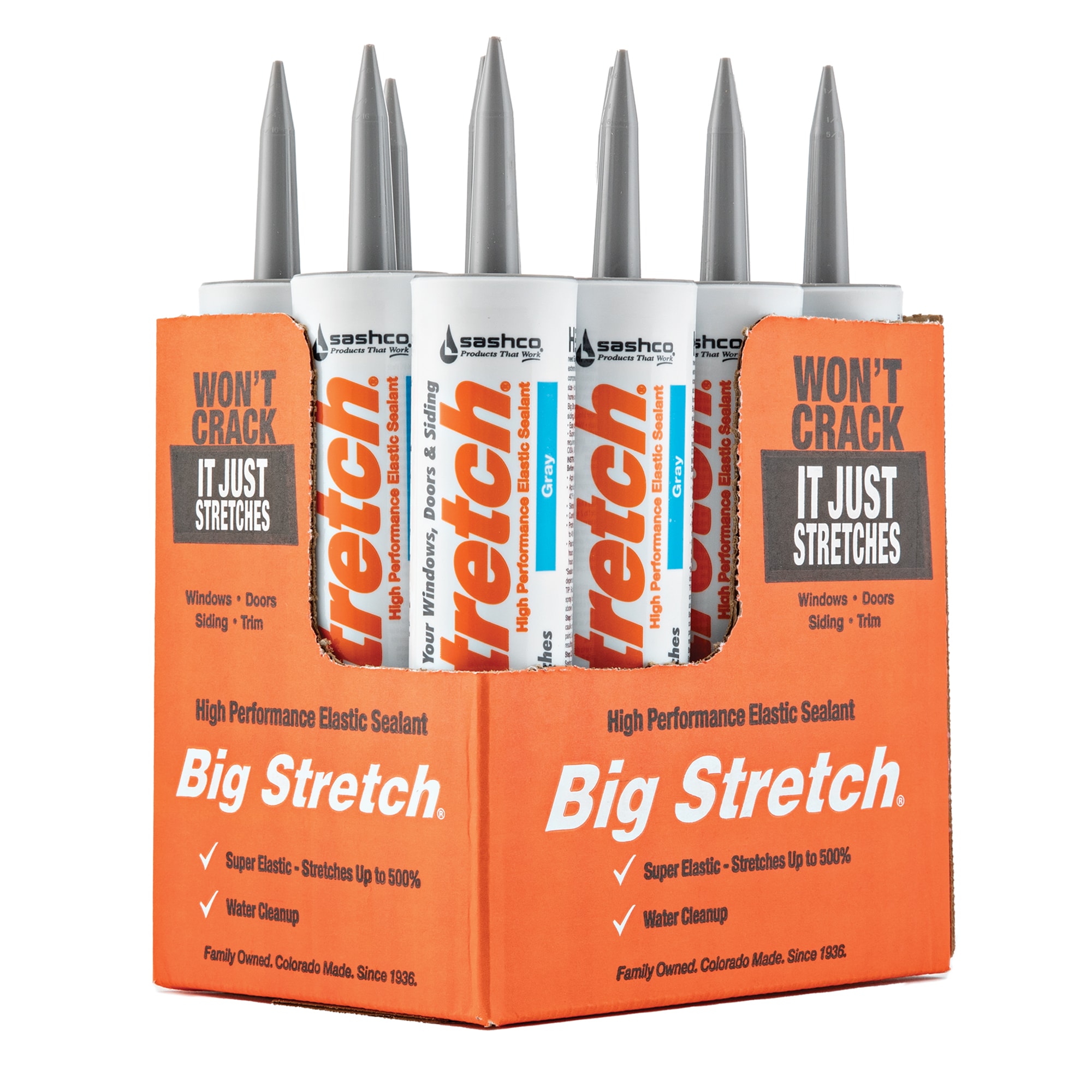 Sashco 10010 Big Stretch 12 -Pack 10.5-oz Window door Gray Paintable Latex Caulk