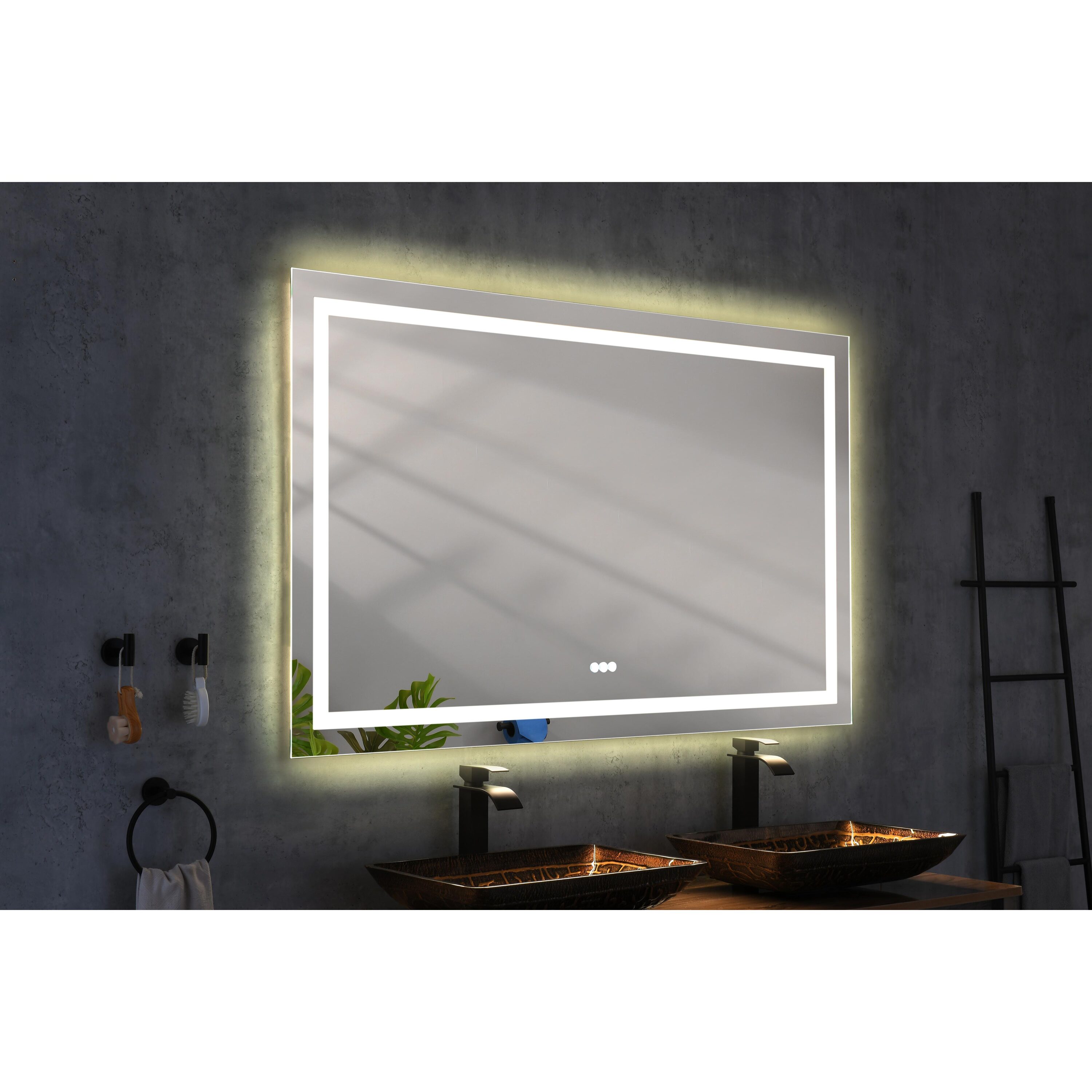 Bayfeve BF-864287-MIR Bathroom Vanity LED Mirror 60-in x 36-in Polished Frameless Rectangle Dimmable LED Lighted Fog Free Bathroom Vanity Mirror ( Silver )