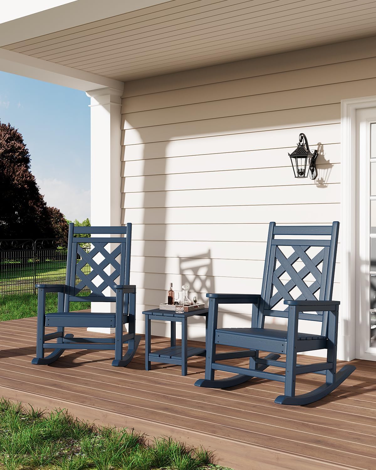 GarveeLife Heavy Duty Outdoor Rocking Seating/HDPE Material With Wood ...