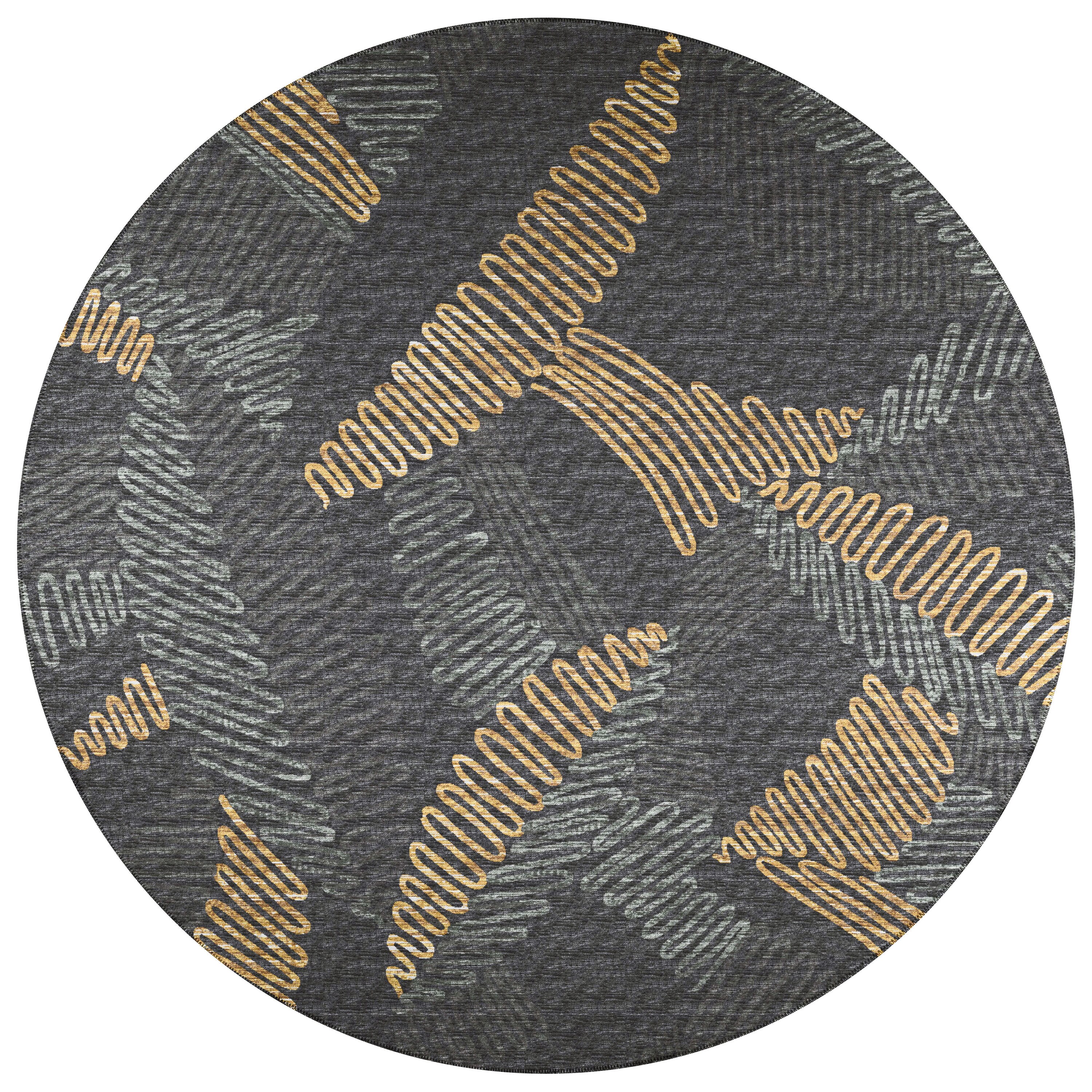 Addison Rugs AYU41GR8RO Yuma 8 x 8 (ft) Chenille Gray Round Indoor/Outdoor Abstract Tropical Area rug