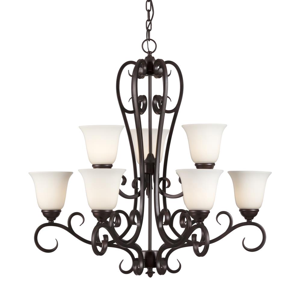 Forte Lighting 2311-09-32 Angelo 9 -Light Antique Bronze Traditional For Use in Bedrooms, Dining Rooms, Foyers, Kitchens, Living Rooms Chandelier