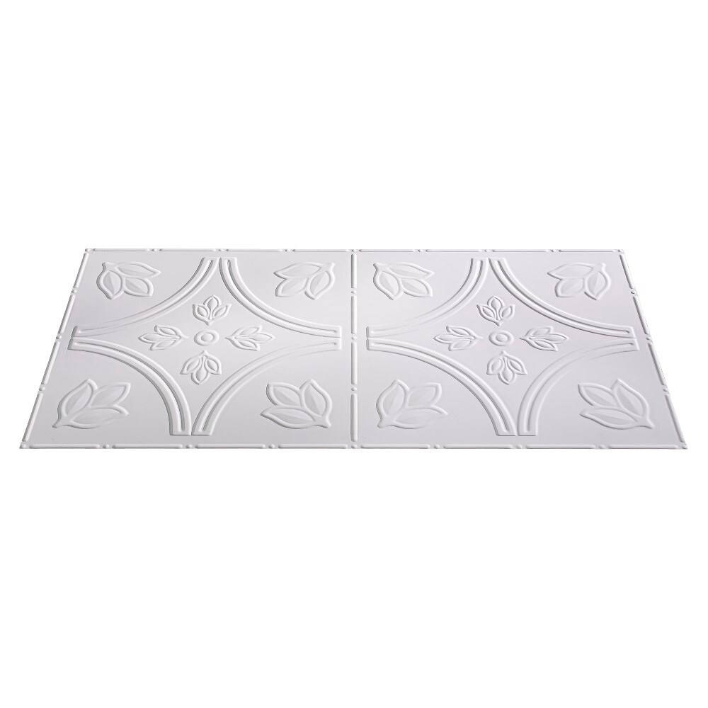 Fasade G57-01 48-in x 24-in Traditional 5 Matte White PVC Surface-mount Ceiling Tile (1-Pack, 8-sq ft / Case)