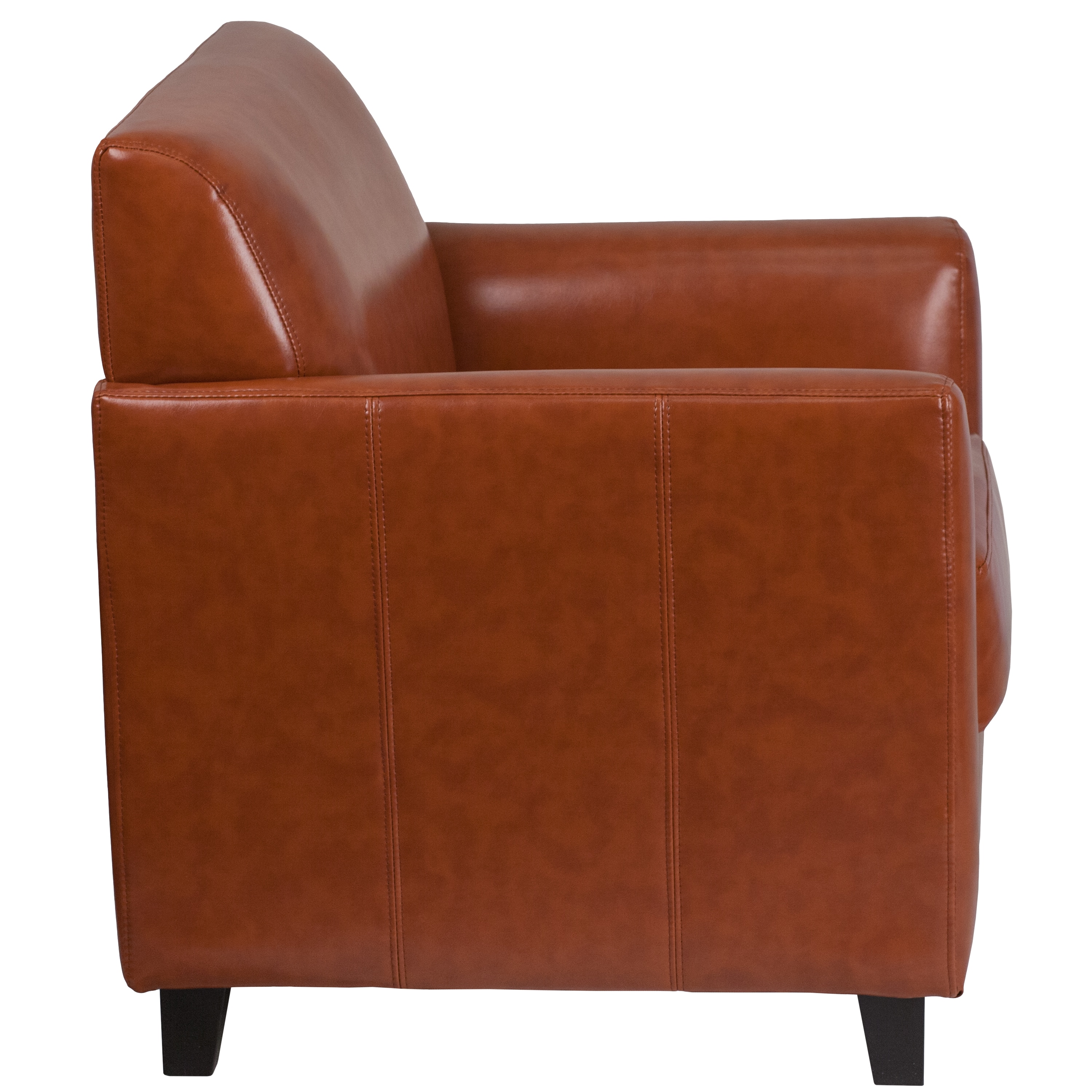 Cognac LeatherSoft Modern Reception Chair with Hardwood Frame
