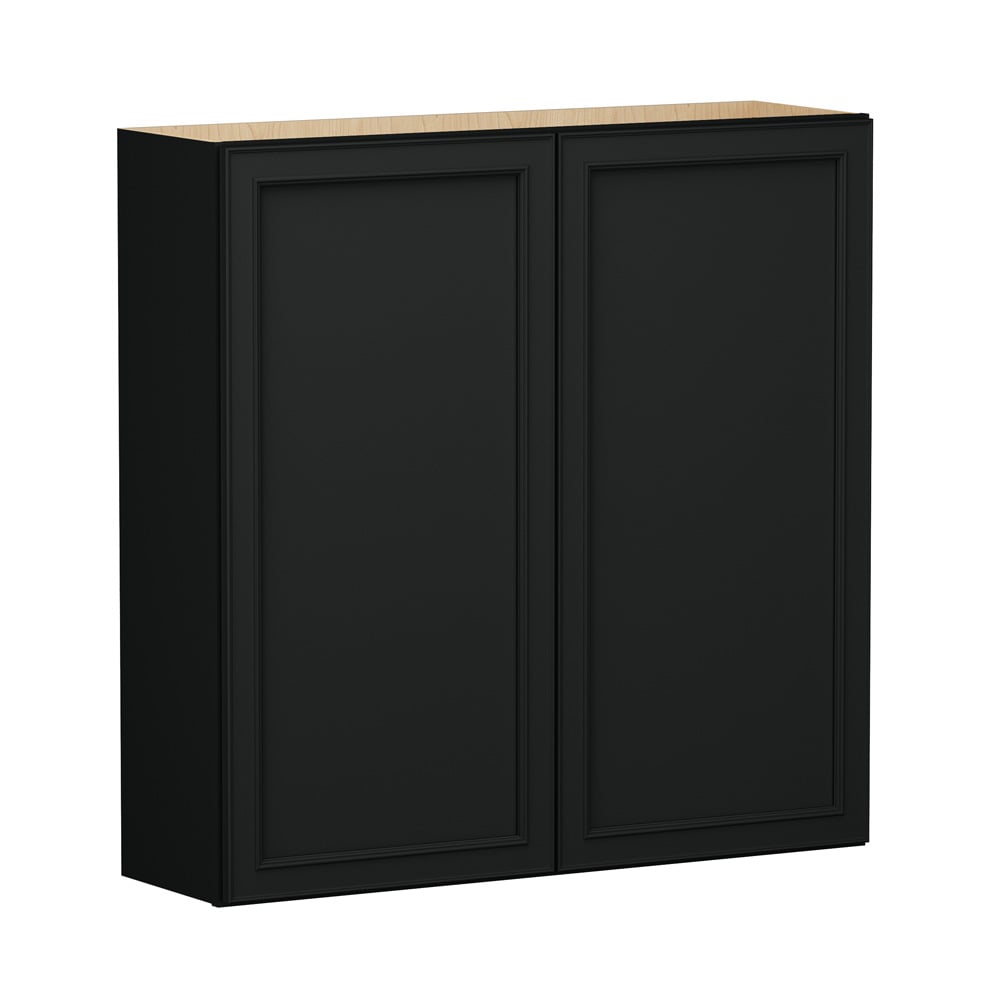 Shenandoah Irvington 42-in W x 42.125-in H x 12-in D Black Painted Wall Fully Assembled Cabinet Recessed Panel Miter