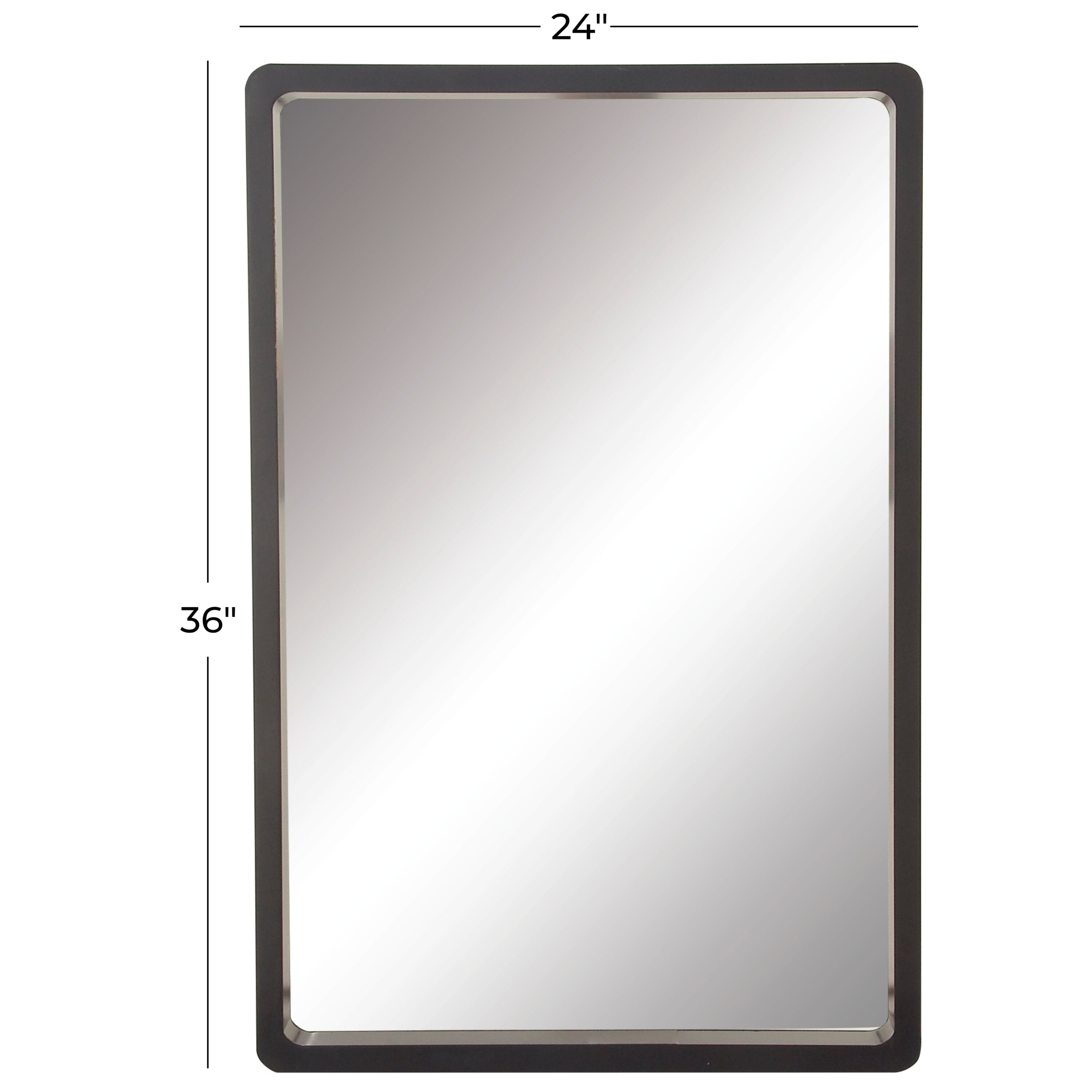 Elegant Matte Black Solid Wood Rectangular Wall Mirror 24" x 36"