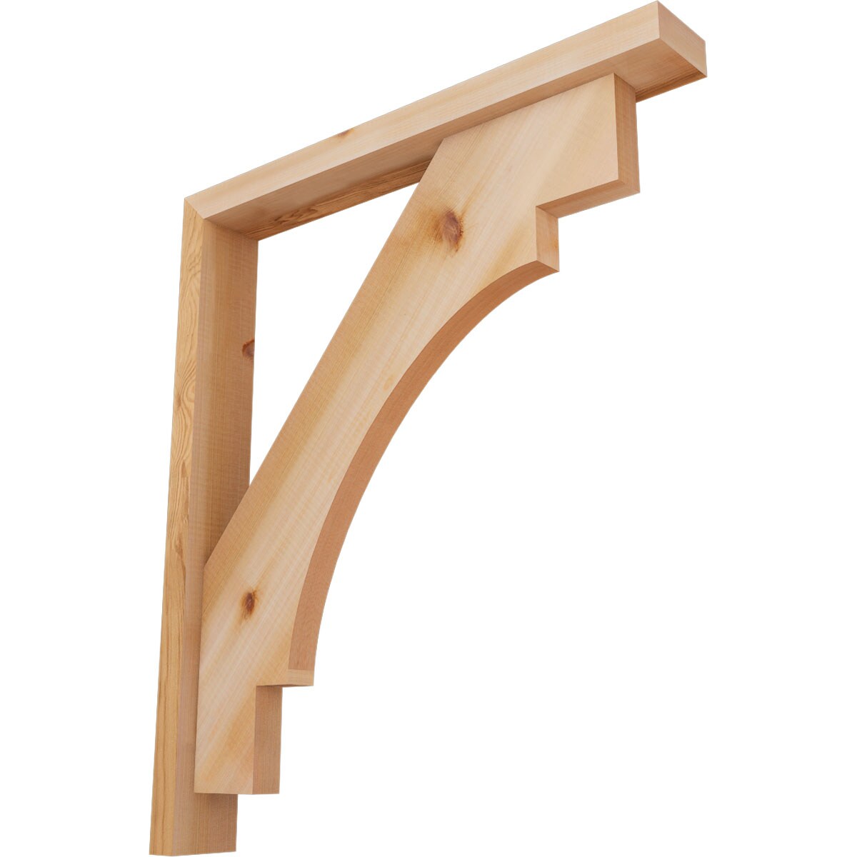 Ekena Millwork 1463127 Merced Block Smooth Bracket with Offset Brace 3-1/2-in x 26-in x 30-in Western red cedar Brown Wood Standard bracket