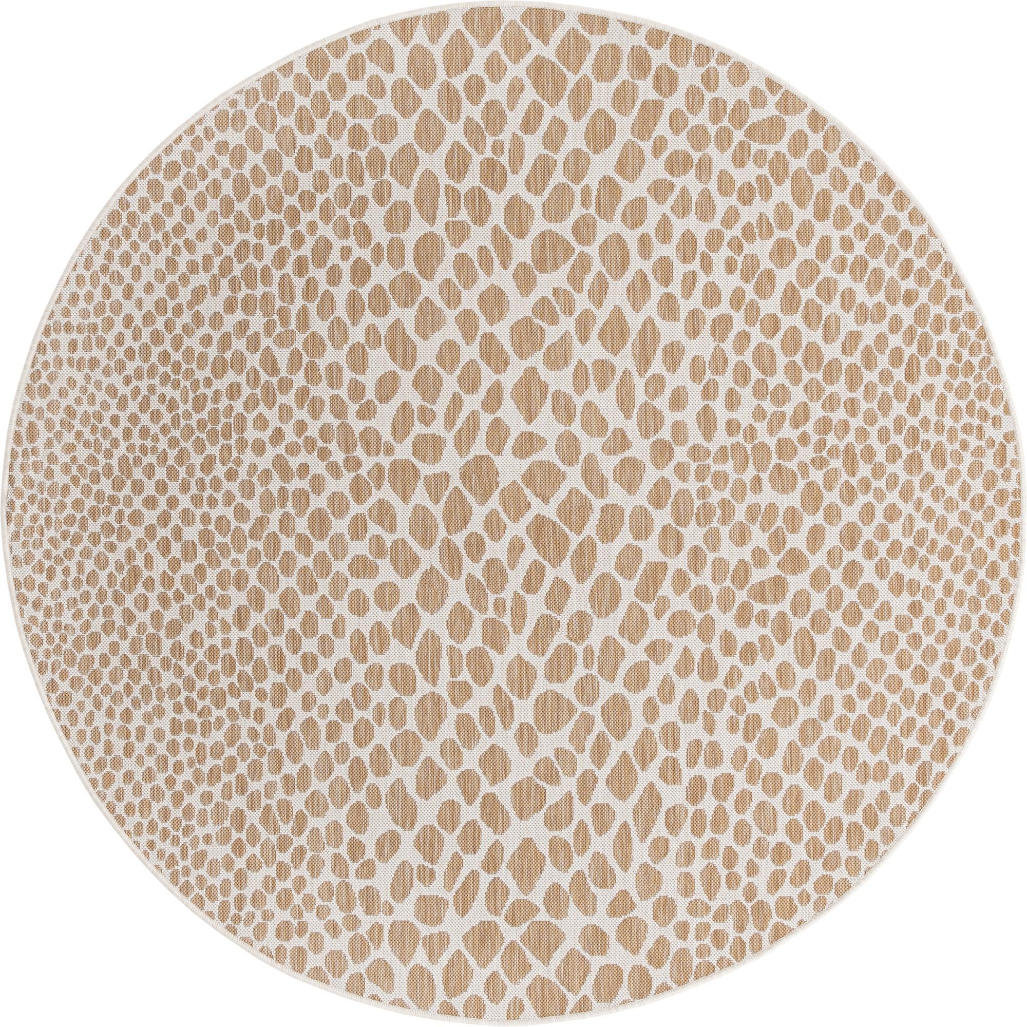 Cape Town Elegance 6'7" Beige Abstract Synthetic Round Rug