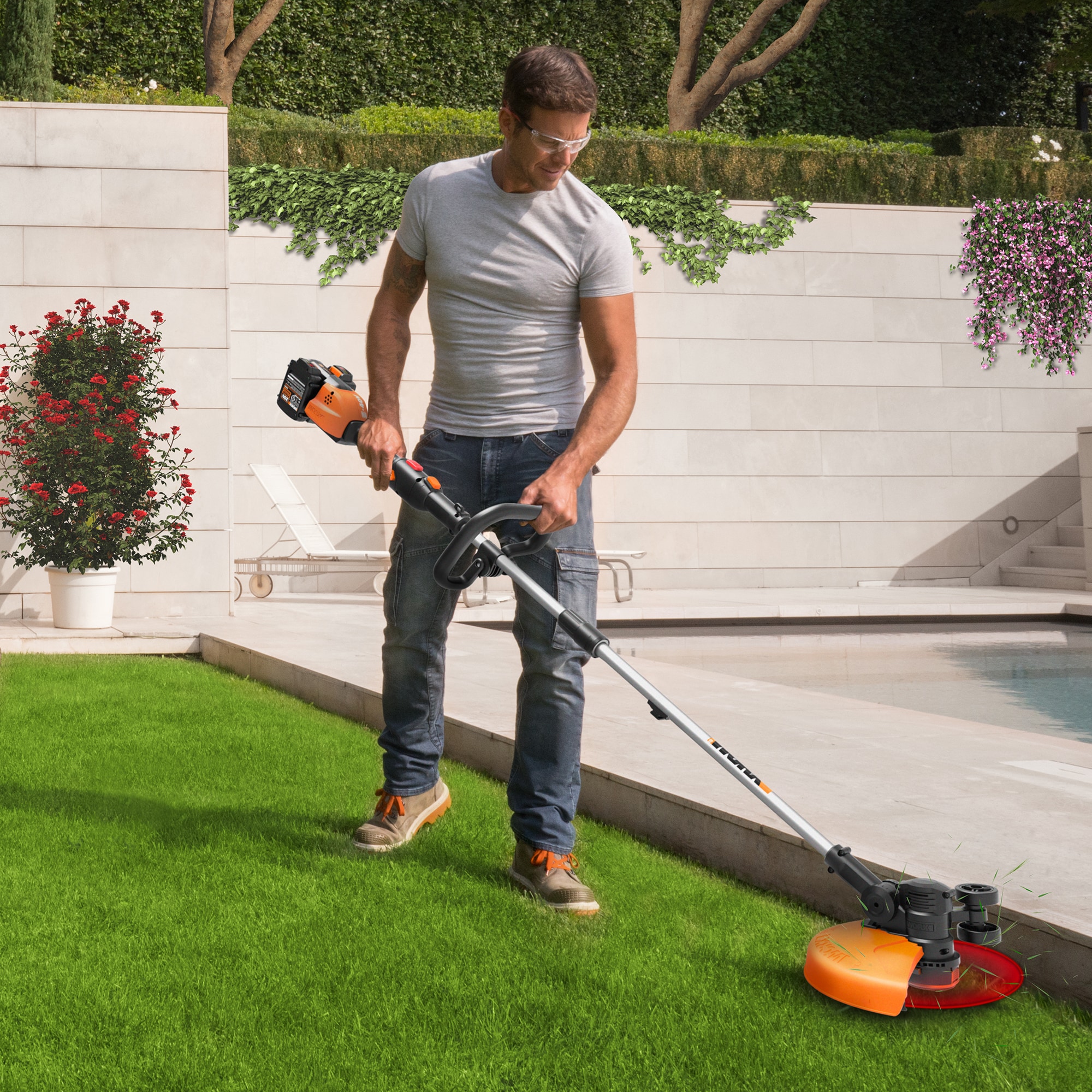 WEN 40413 40V Max Lithium-Ion Cordless 14-inch 2-in-1 String Trimmer and Edger with 2Ah Battery and Charger