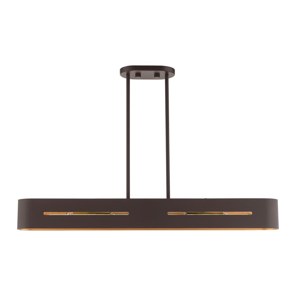 Bronze Antique Brass 4-Light Linear Chandelier with Gold Finish