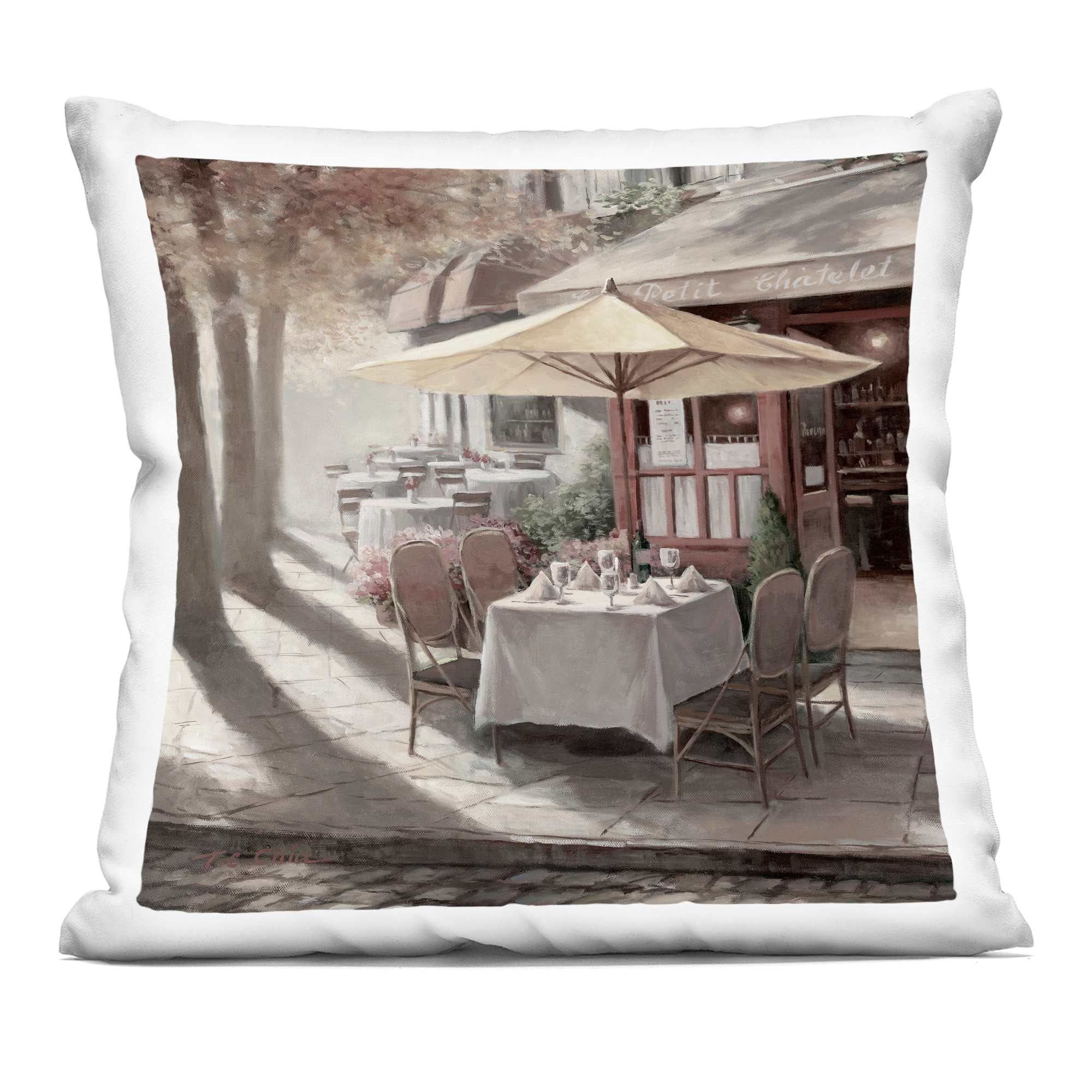 Stupell Industries PLP-275-SQW-18X18 Warm Sunlit Bistro Decorative Printed Pillow Design by T.C. Chiu