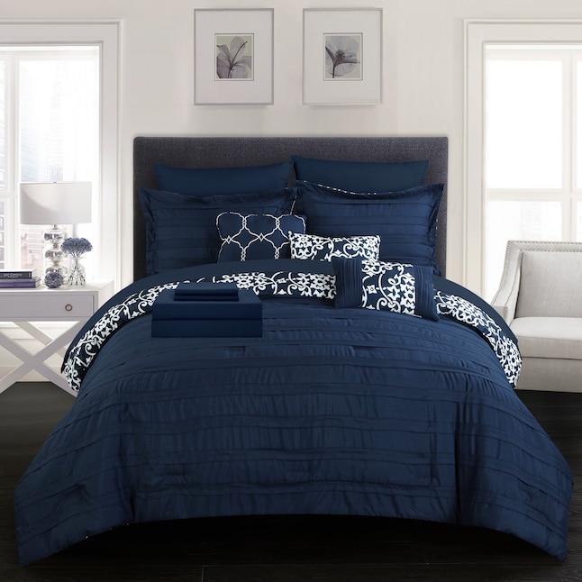 Navy Queen Comforter Set, Navy Blue Queen Bed Sets