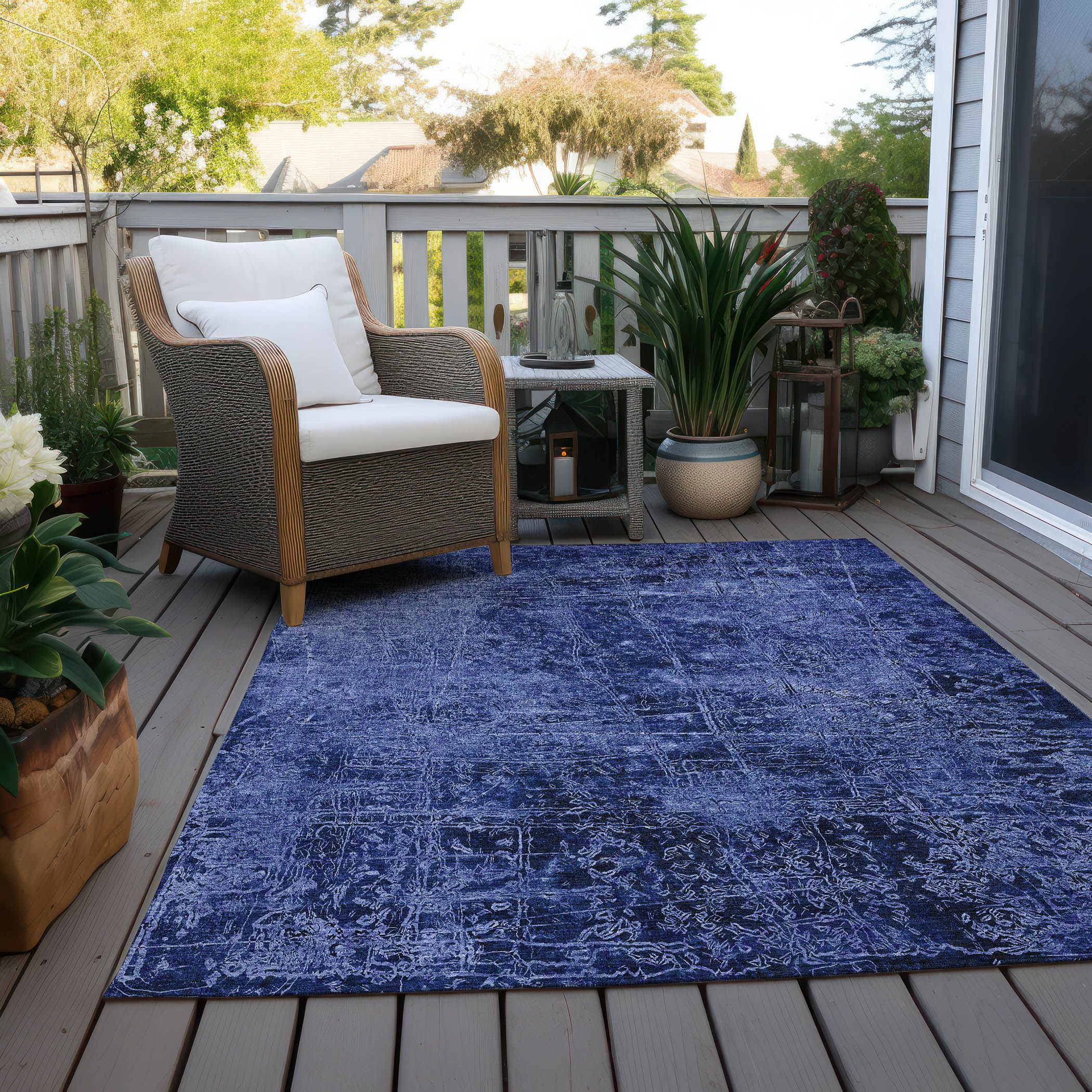 Beale Hand Hooked Ivory/Blue Indoor / Outdoor Area Rug Sand & Stable Baby & Kids Rug Size: Round 7'6