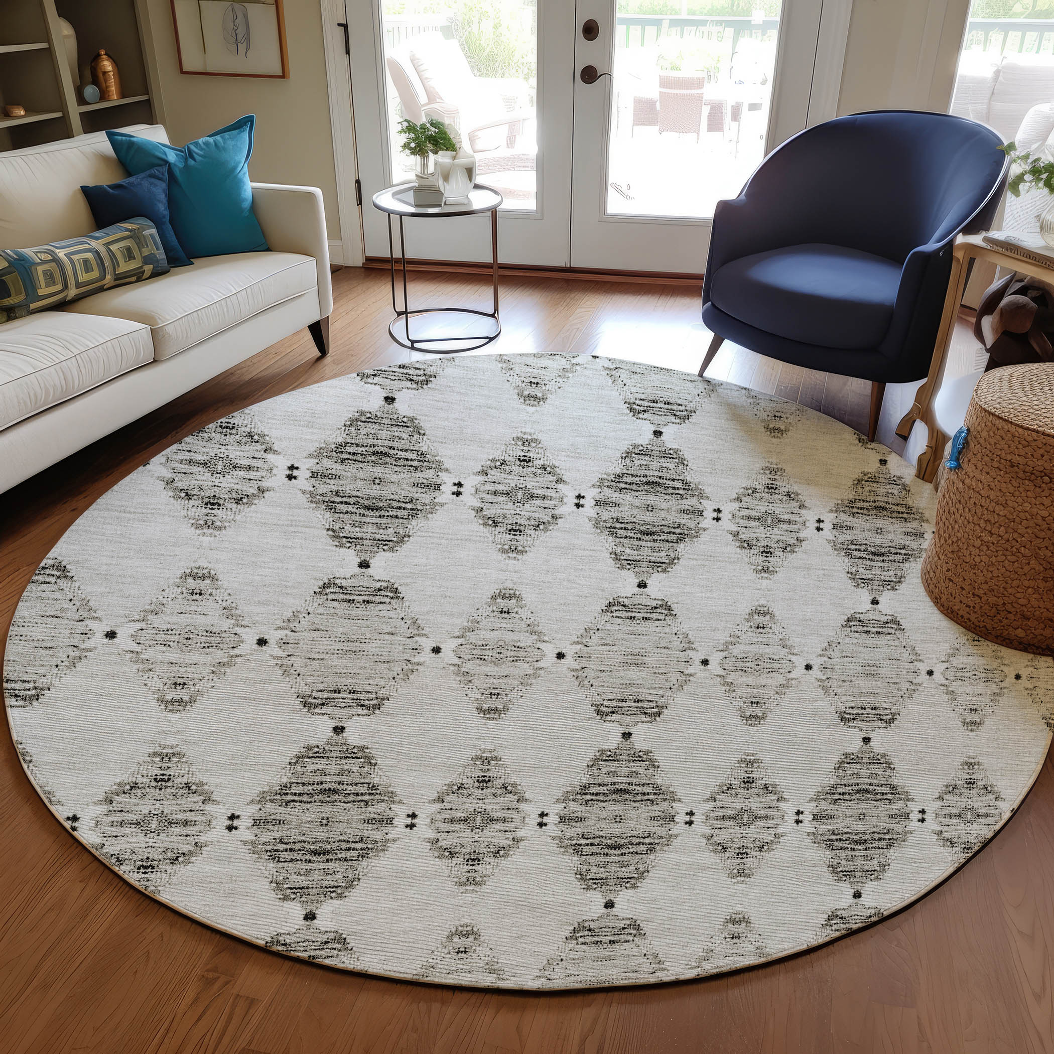 Addison Rugs ACN610TP8RO Chantille ACN610TP 8 x 8 (ft) Polyester Taupe Round Indoor/Outdoor Abstract Machine washable Area rug
