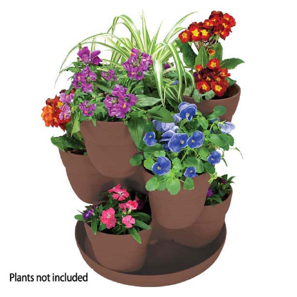 EMSCO GROUP 2385-1 6.5-in W Medium Brown Resin Indoor/Outdoor Planter with Drainage Holes