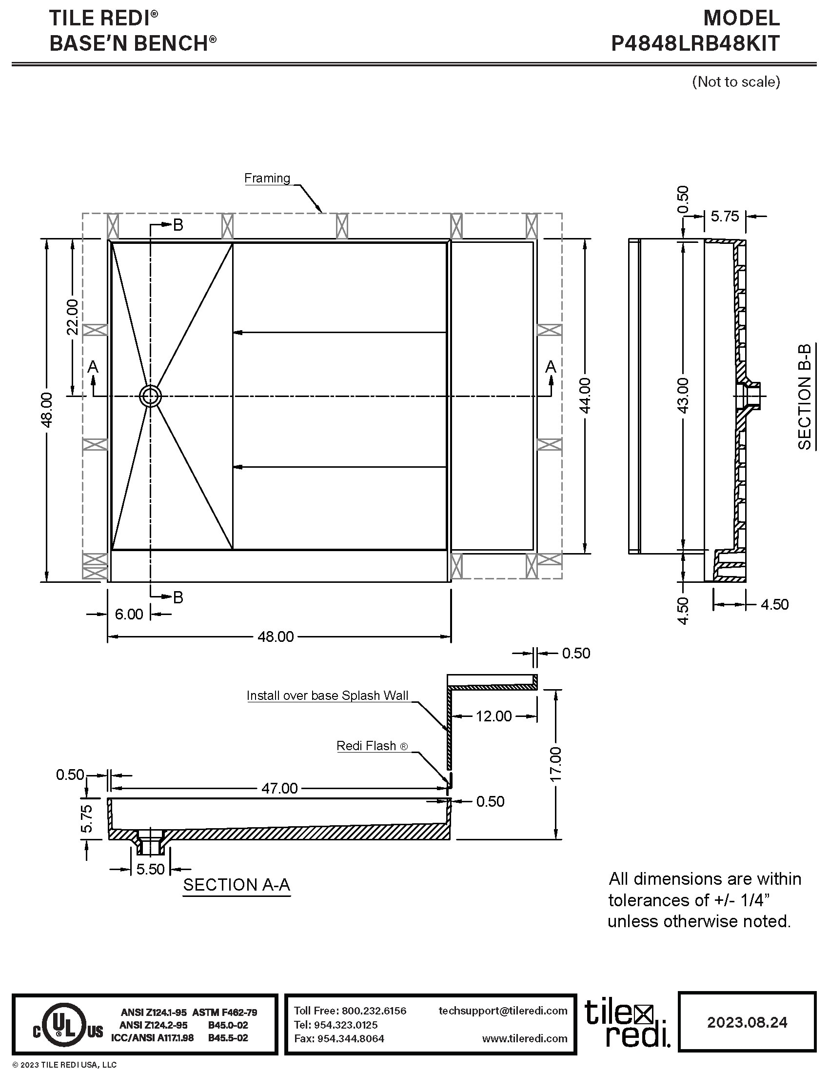 Tile Redi P4848LRB48KIT Shower-Floors - View #7