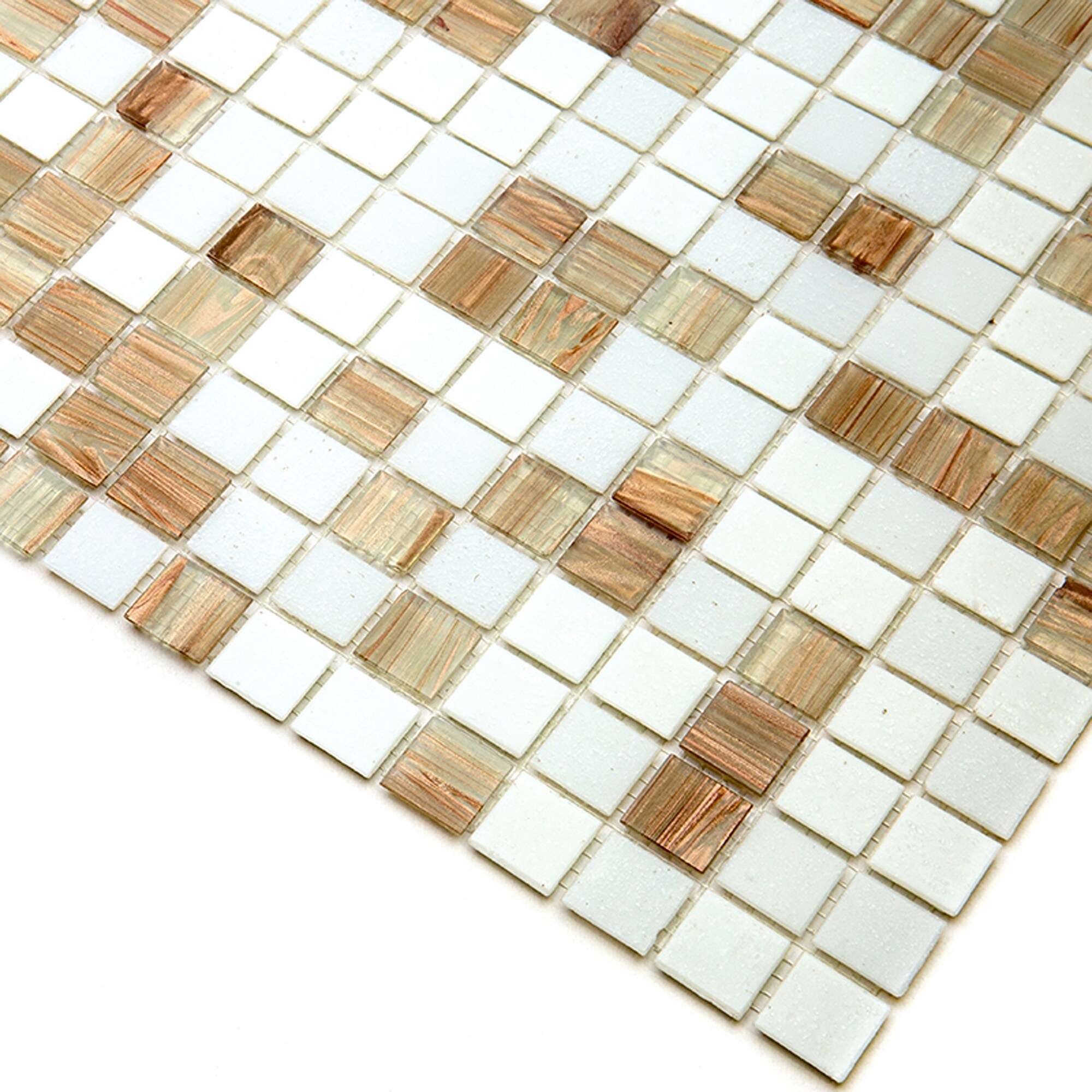 Apollo 12" x 12" Glossy White and Beige Glass Mosaic Tile