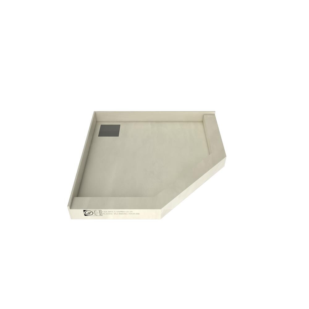 Tile Redi WD38NEO-PVC 38-in W x 38-in L x 5.75-in H Made For Tile Neo-angle Shower Pan Base (Back Drain)