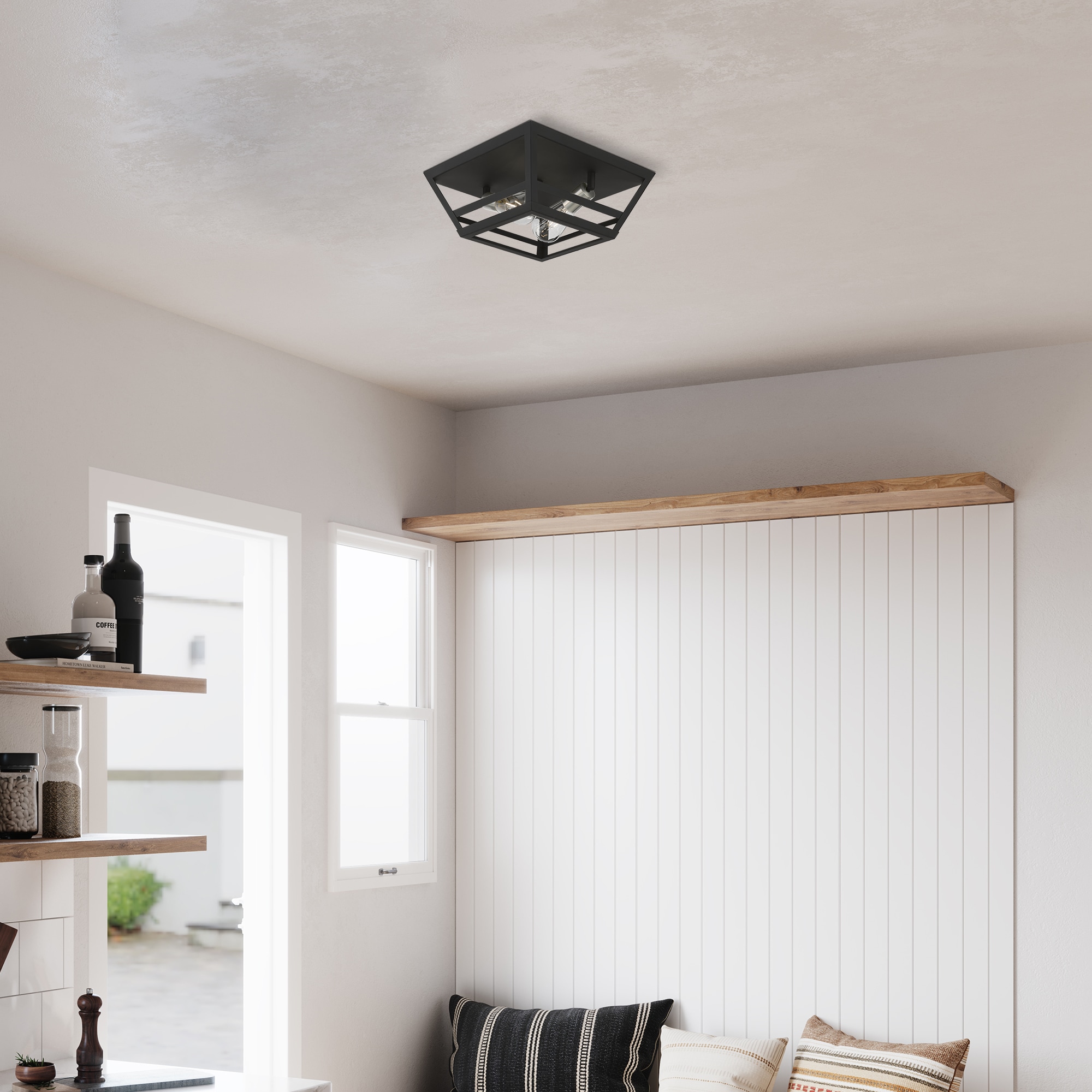 Schofield Transitional 2-Light Flush Mount in Black & Brushed Nickel
