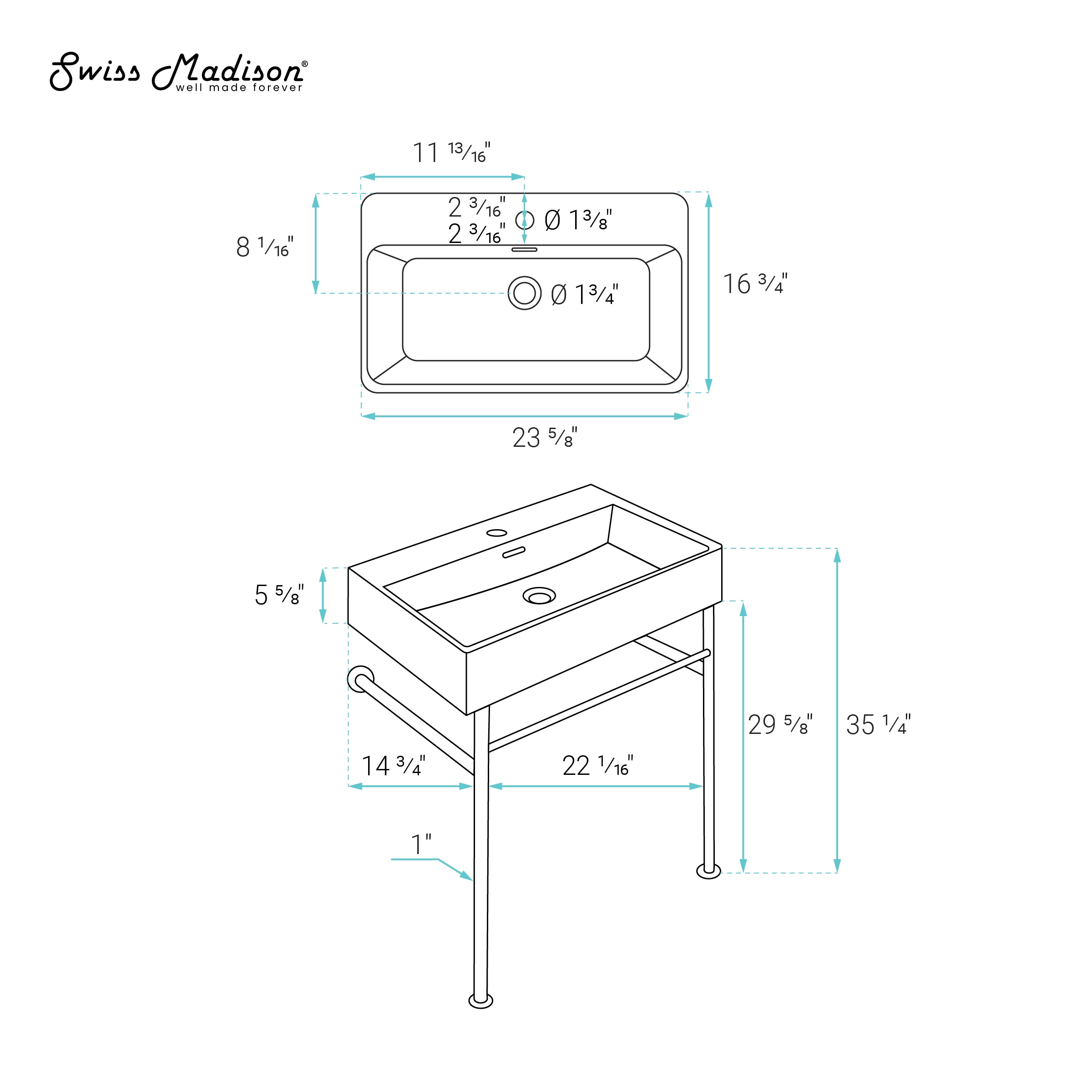 Swiss Madison SM-25-CSREI10BK Console-Sinks - View #7