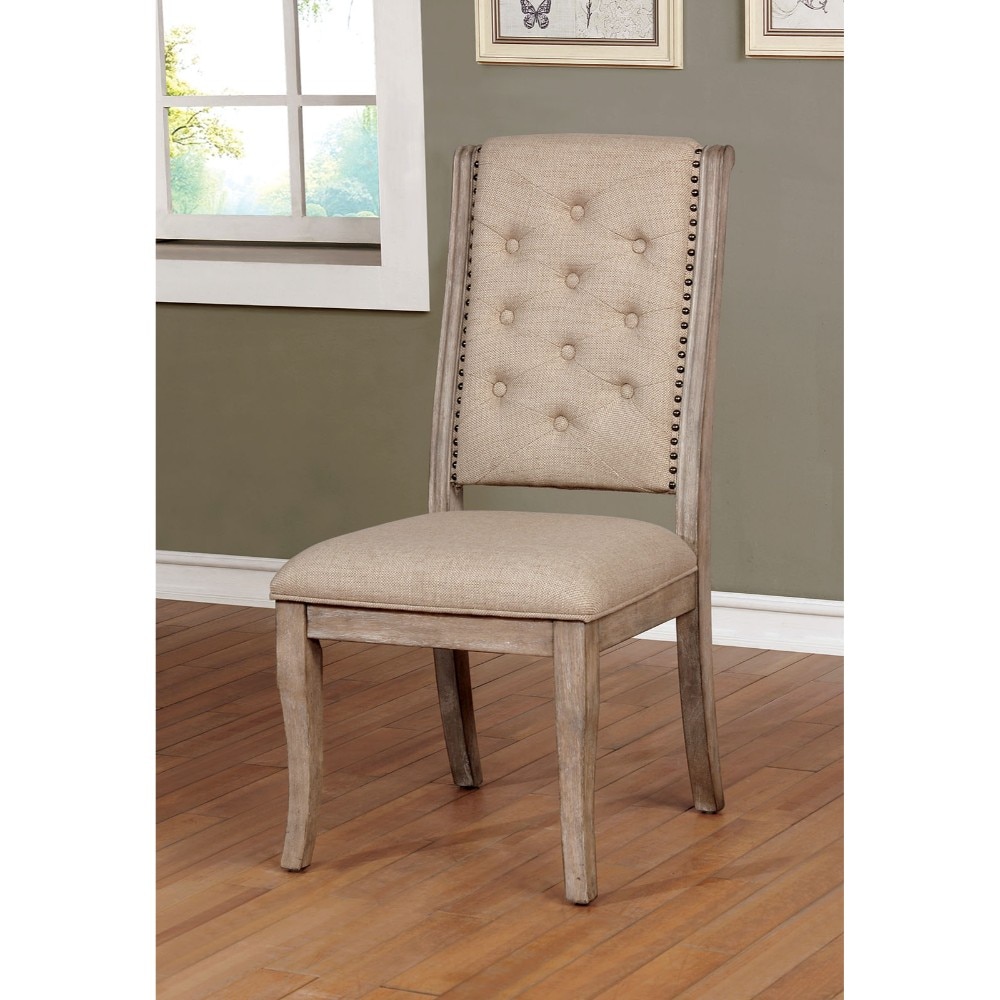 Benzara BM187273 Set of 2 Upholstered Side Chair (Wood Frame)