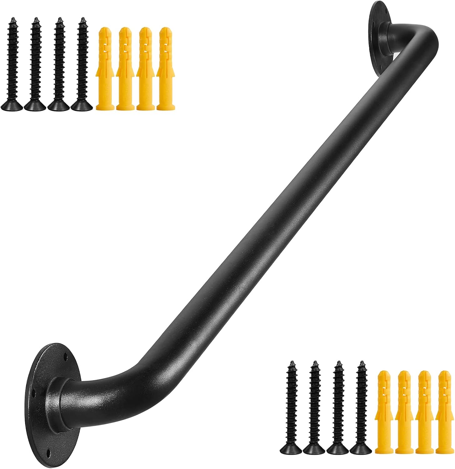 Wall Bar Railing Etokfoks 36 in Black Metal Wall Mount Hand Rail for Indoor Outdoor ...