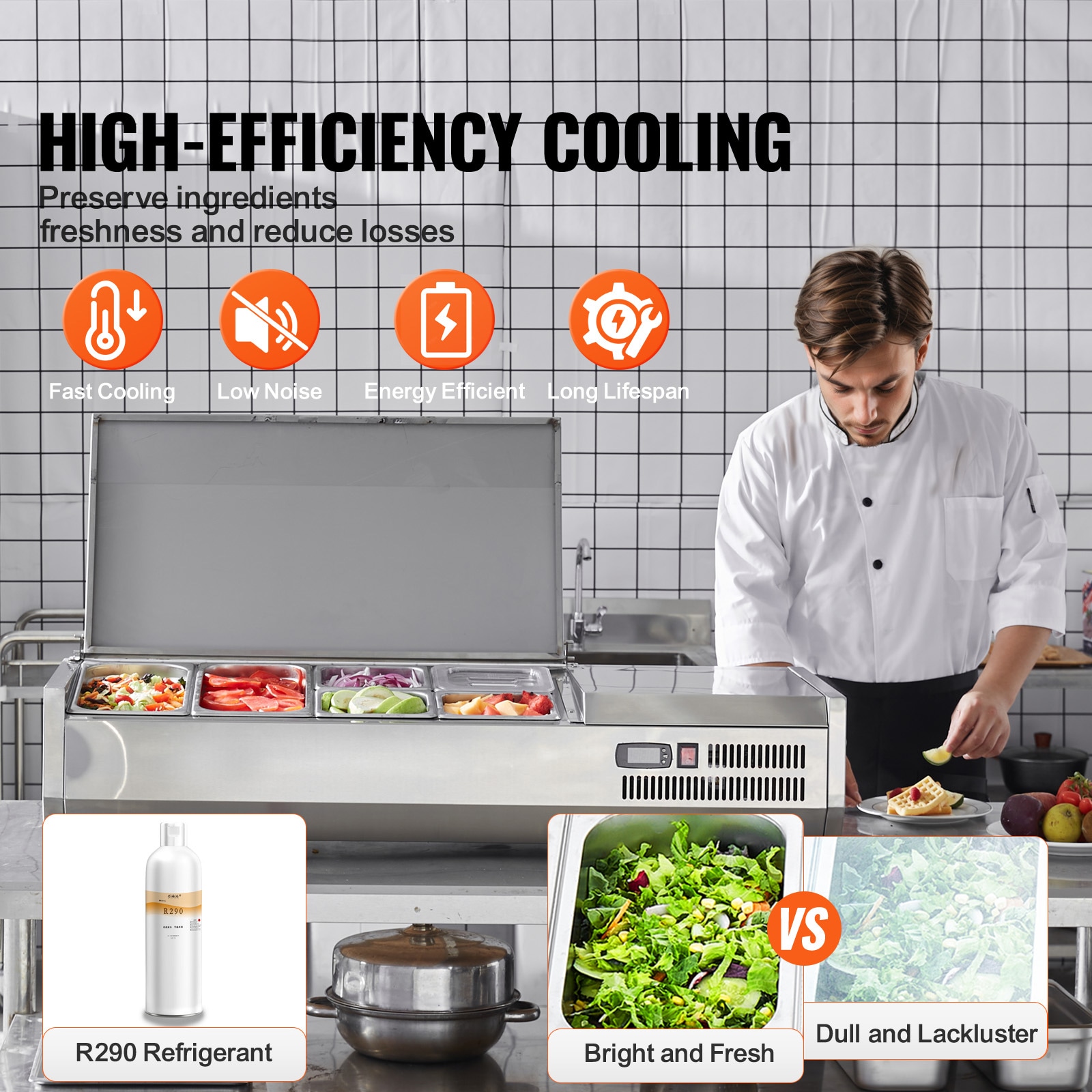VEVOR DGBXGLZ48110VYTQTV1 Refrig-Prep-Tables - View #3