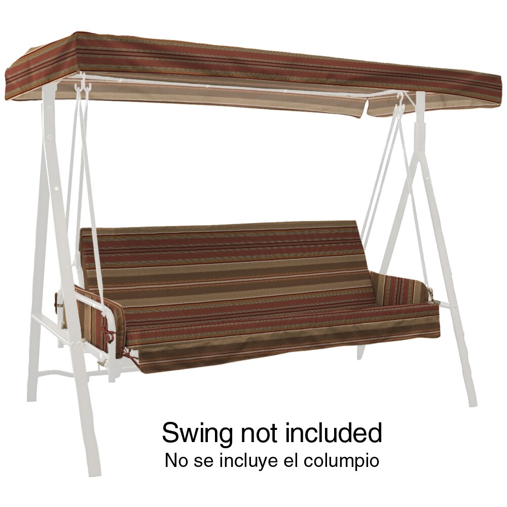 allen + roth AB13815X 22.5-in x 64-in Stripe Chili Porch Swing Cushion