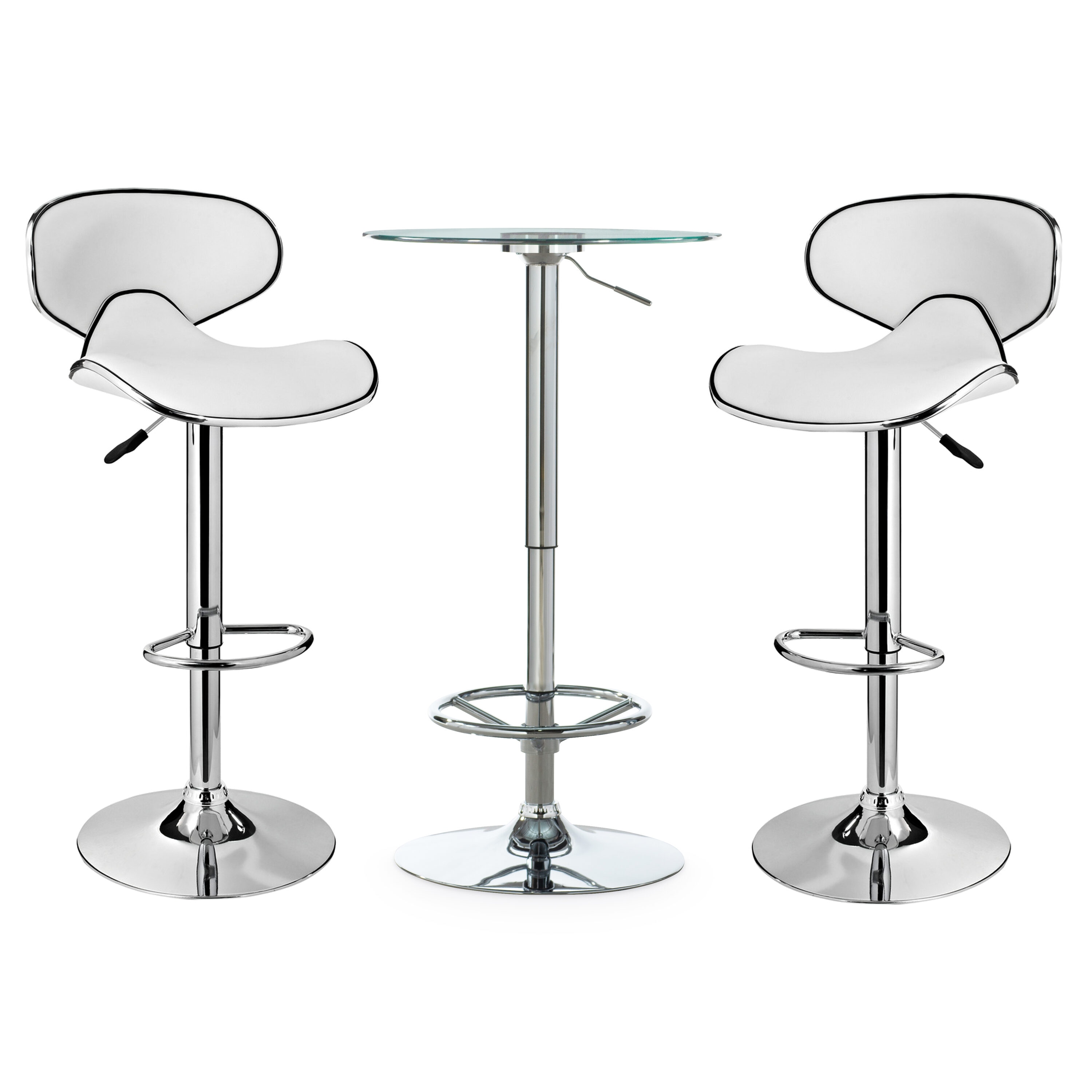 Linon PWLSS487 White Contemporary/Modern Dining Room Set with Round Table ( Seats 2 )