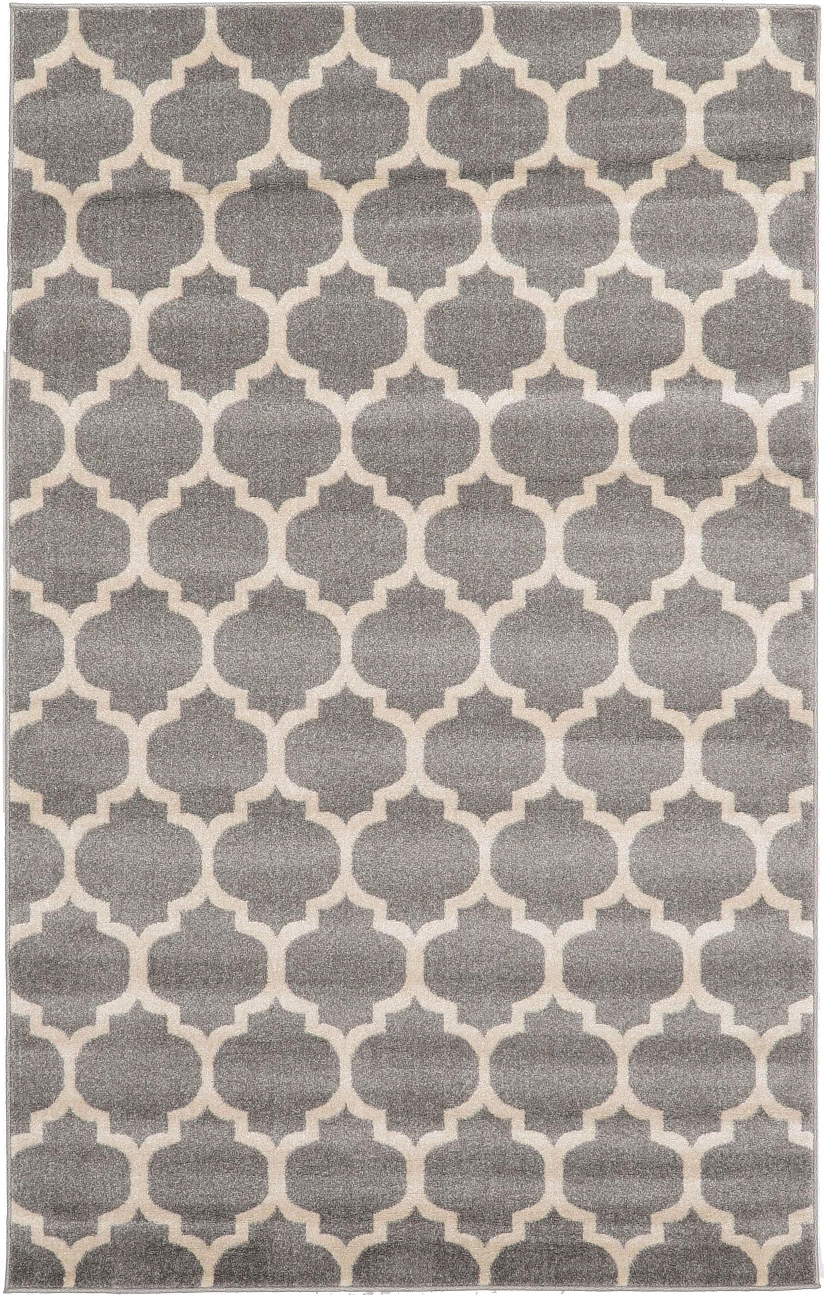 Unique Loom 3115917 Philadelphia Trellis 5 x 8 (ft) Loomed Polypropylene Gray/Beige Rectangular Indoor Geometric Area rug