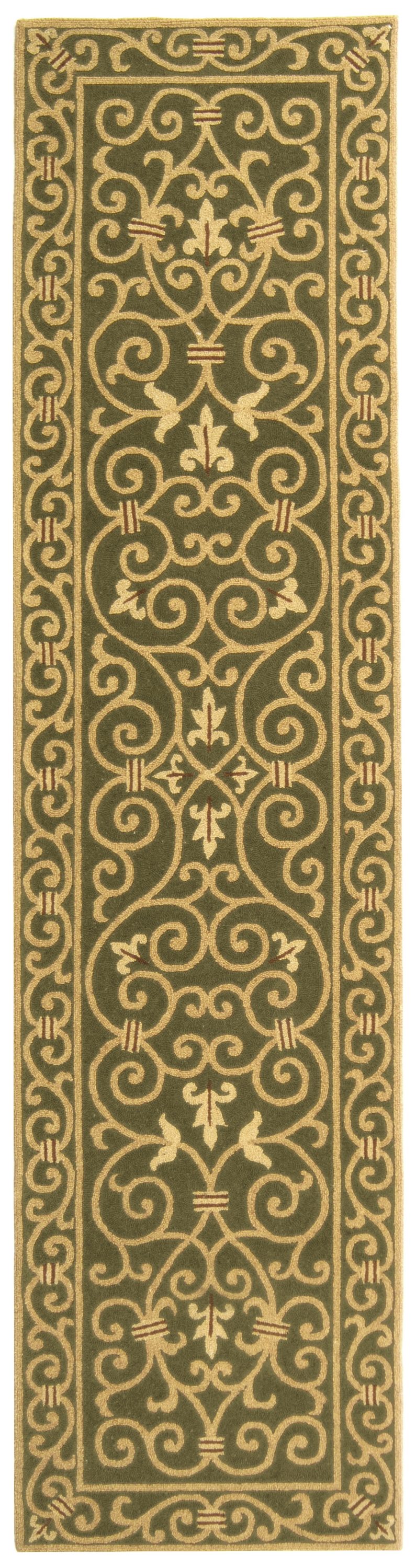Safavieh HK11B-210 Chelsea Iron Gate 2 x 10 (ft) Tufted Wool Light Green Rectangular Indoor Abstract Farmhouse/Cottage Runner rug