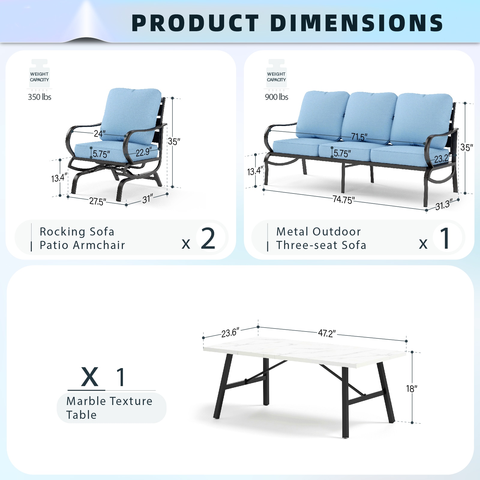 Sunshine Valley CP001-03-5-BL Patio-Conversation-Sets - View #8