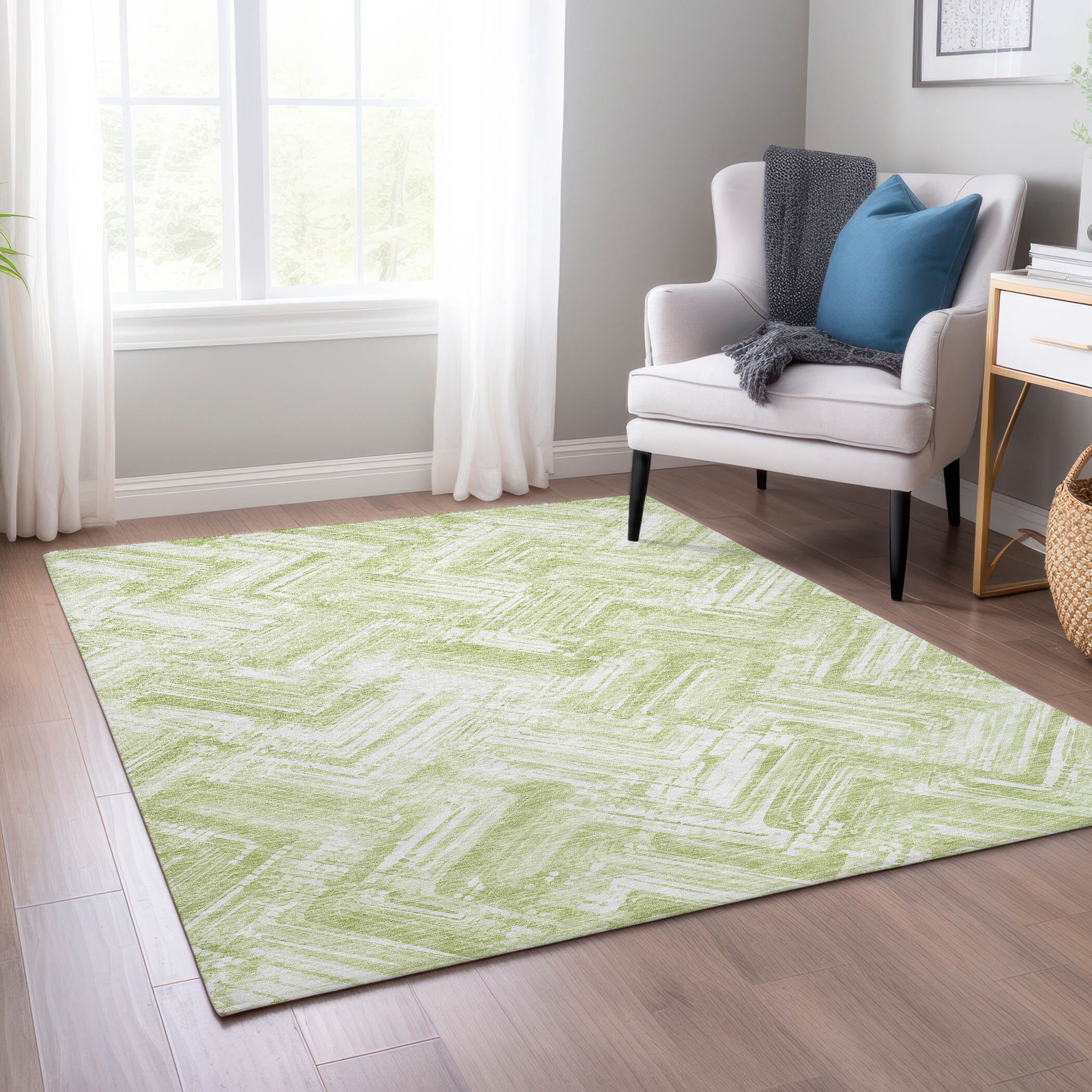 Addison Rugs ACN630GE3X5 Chantille ACN630GE 3 x 5 (ft) Polyester Green Rectangular Indoor/Outdoor Geometric Machine washable Area rug