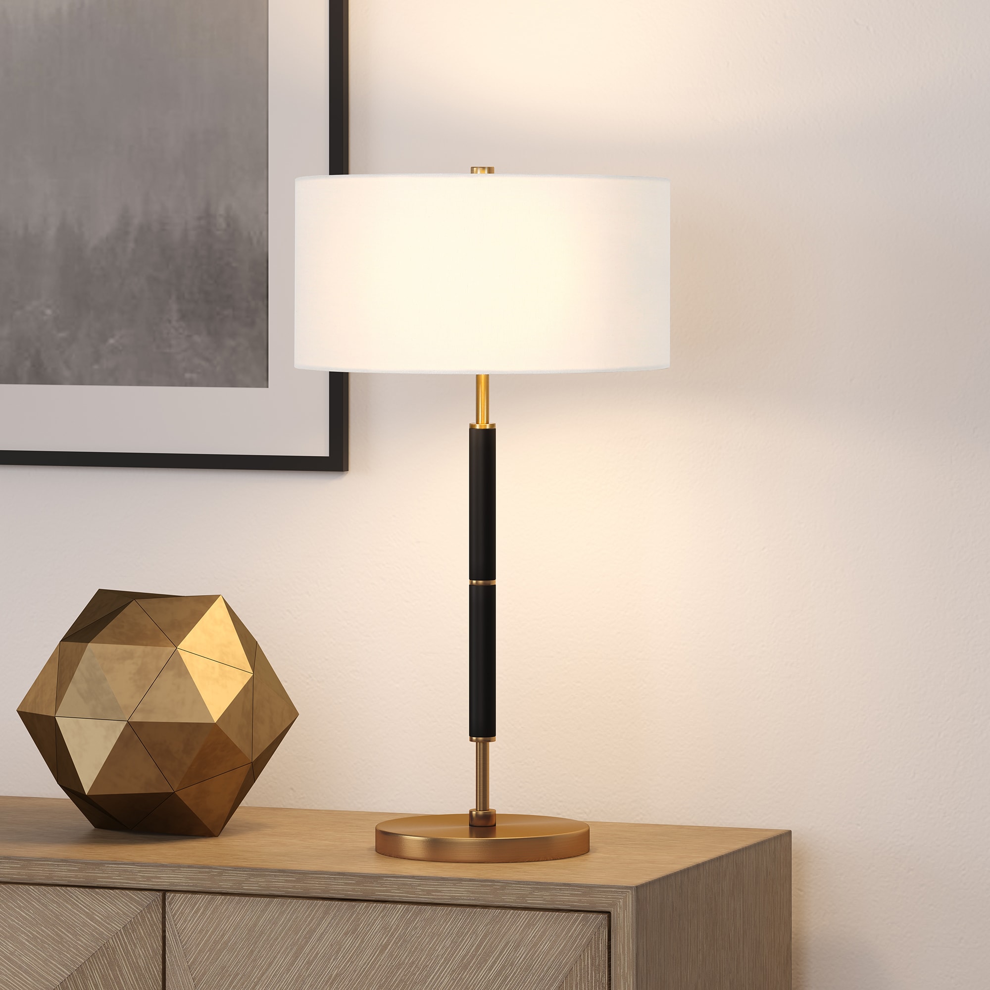 Simone 25" Brass and Black Two-Tone Industrial Table Lamp