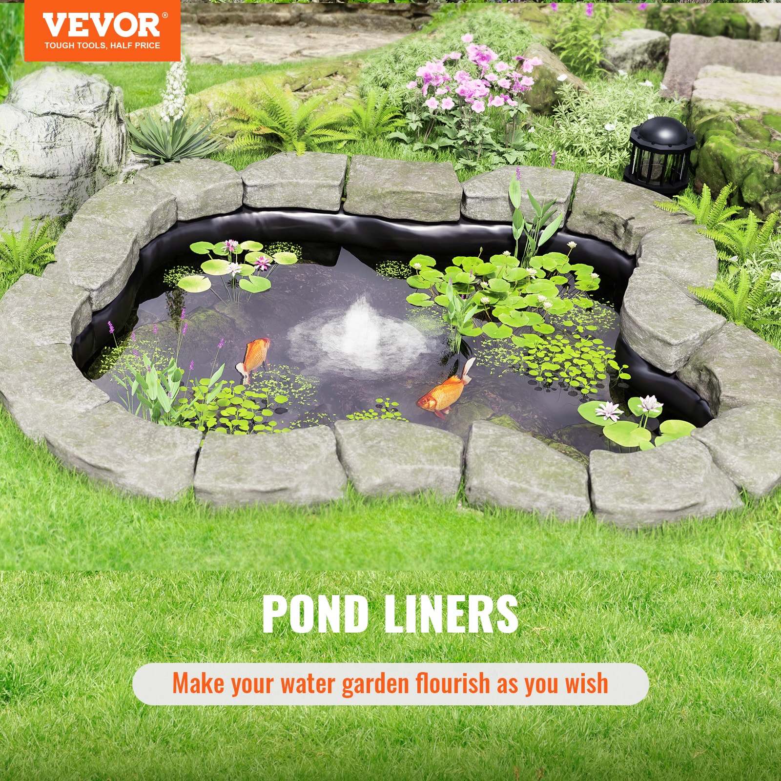 VEVOR 13x17 ft Garden Pond Net Black Pond Net | HYBHZ13X17FT00001V0