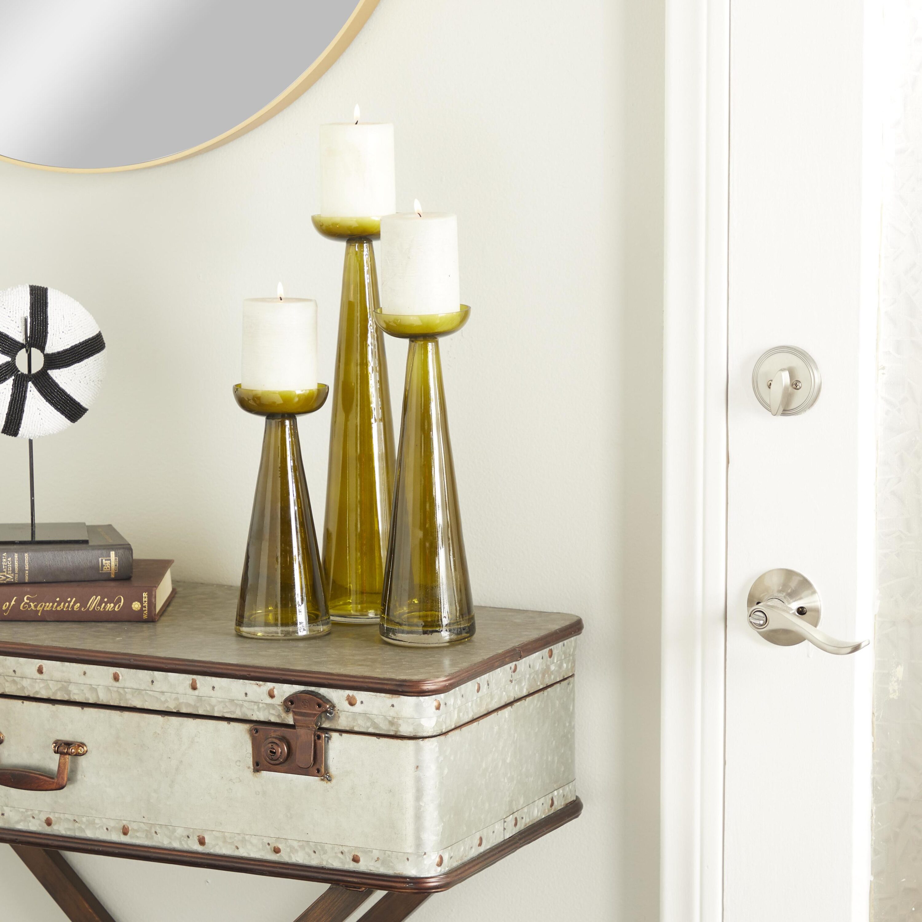 The Novogratz 76045 3 Candle Glass Pillar Candle Holder