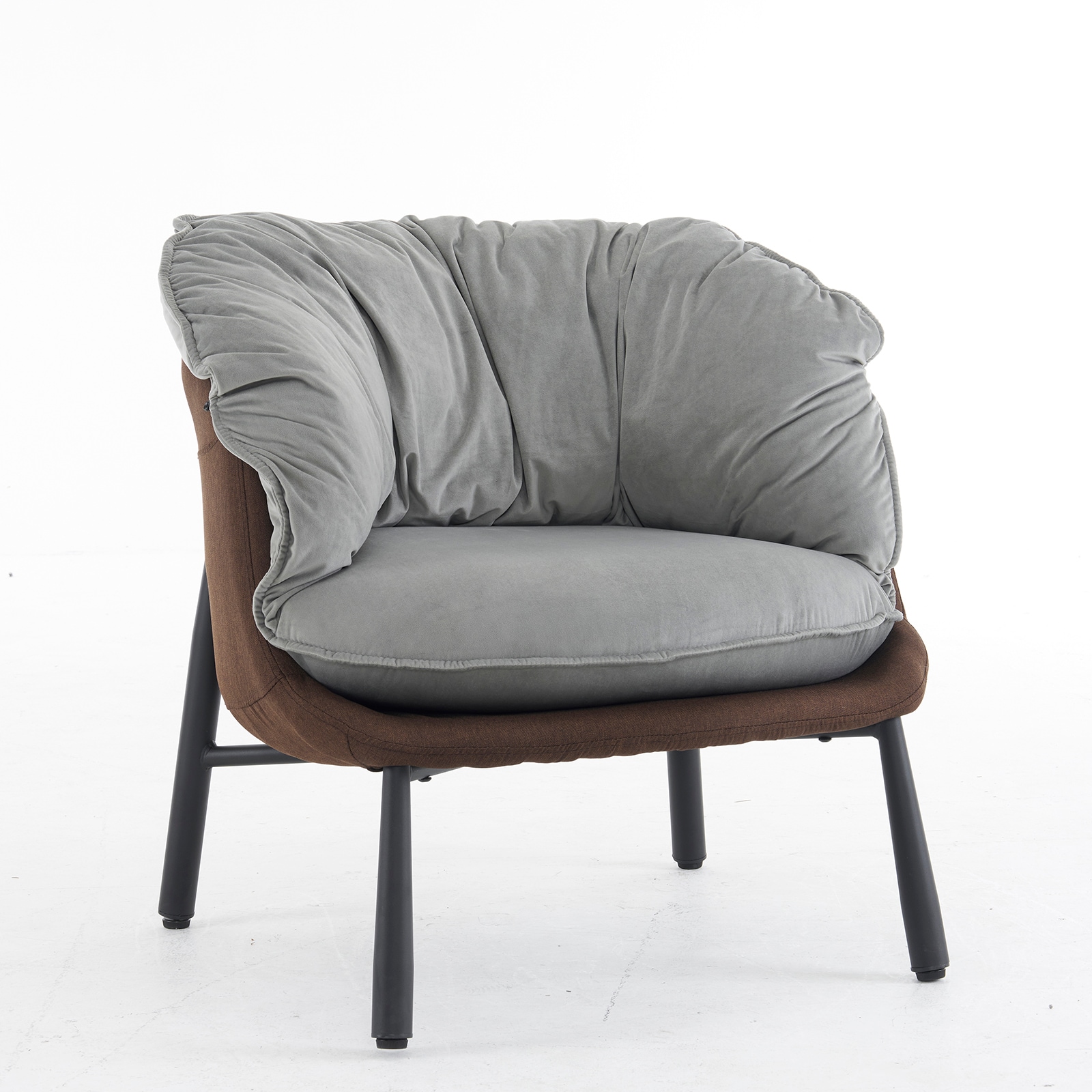 27.36-in W Casual Gray Velvet Swivel Wingback Chair