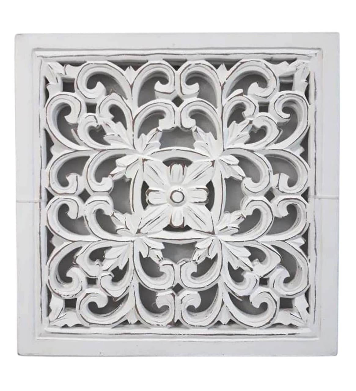 Hand Carve Wall Panel Hand Carved Wall Panel 16-in H x 16-in W Modern Hand-painted Limited Edition Wall Panel in White | - allen + roth 4359249