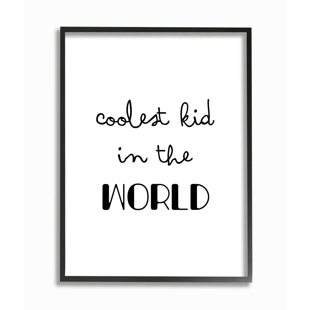 Stupell Industries AB-478-FR-24X30 Coolest Kid In The World Phrase Cursive Script Seven Trees Design Framed 30-in H x 24-in W Inspirational Print