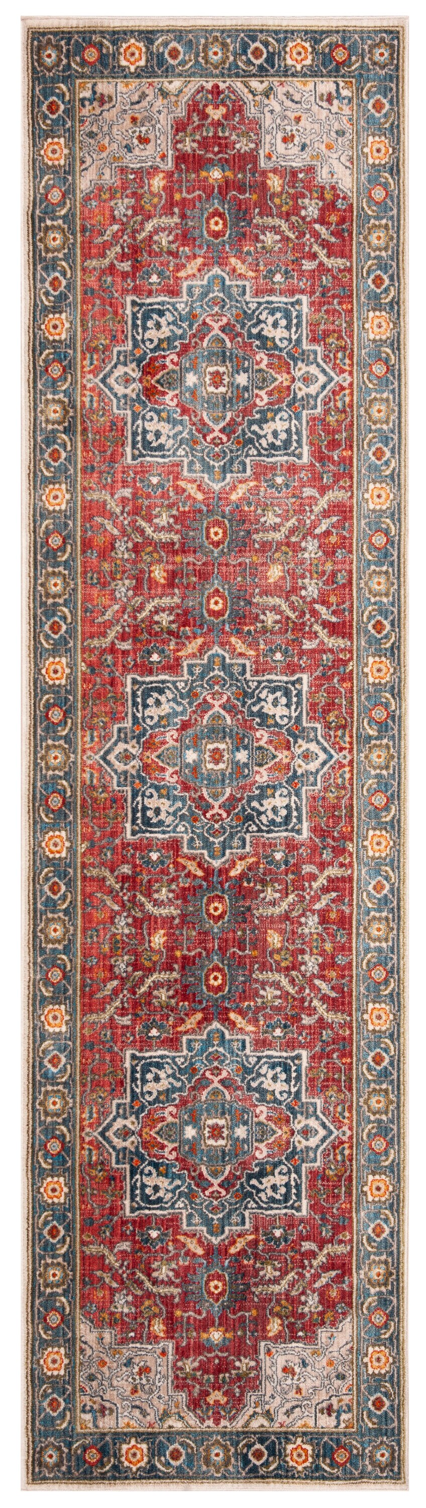 Safavieh Vintage Persian Lepul 2 x 8 Red/Blue Indoor Distressed
