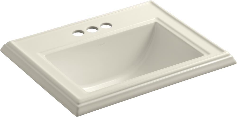 KOHLER 2241-4-47 Memoirs Almond Drop-In Rectangular Trough Bathroom Sink (22.75-in x 18-in)