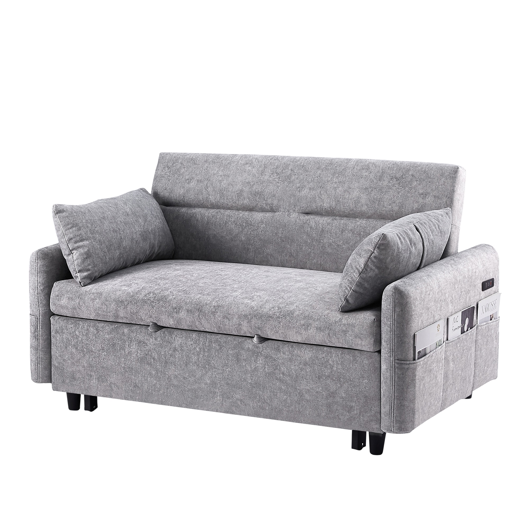 Bybafun YA3700491 55.1-Inches Modern Gray Microfiber 2 -seater Reclining Sleeper