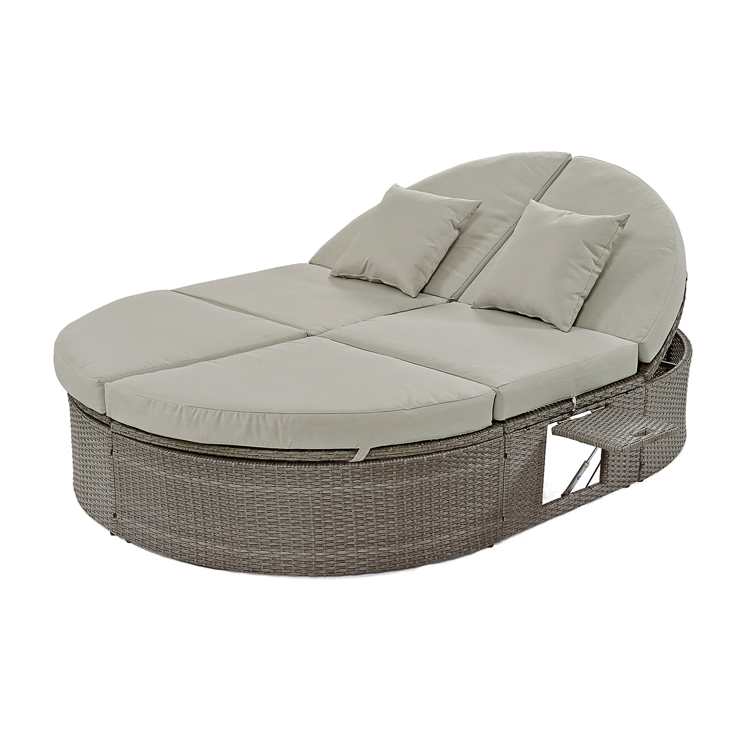 Bybafun YA0100344 Rattan Outdoor Daybed with Gray Cushions and Rattan Frame