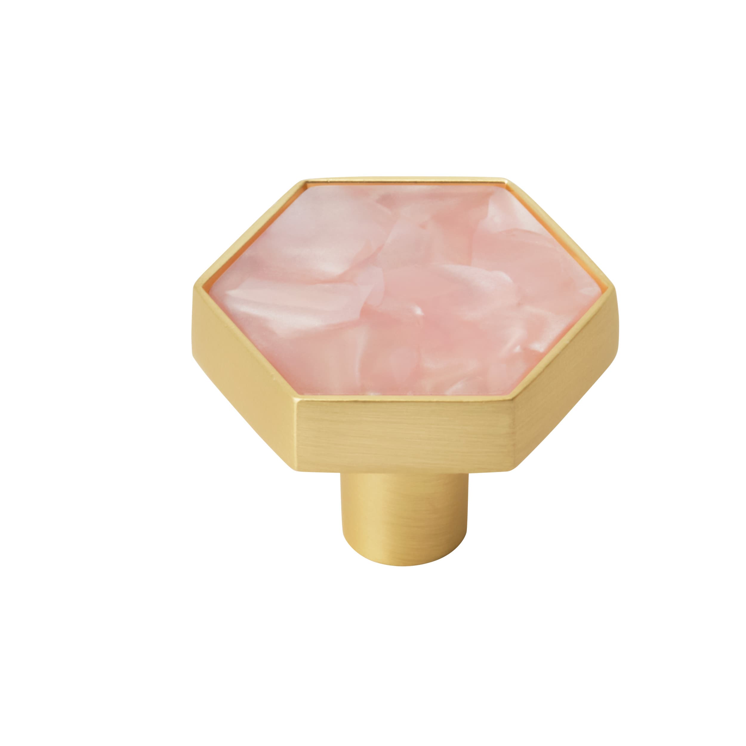 Amerock 2PK36973PNK Accents 1-5/16-in Gold and Pink Hexagonal Contemporary Cabinet Knob 2 -Pack