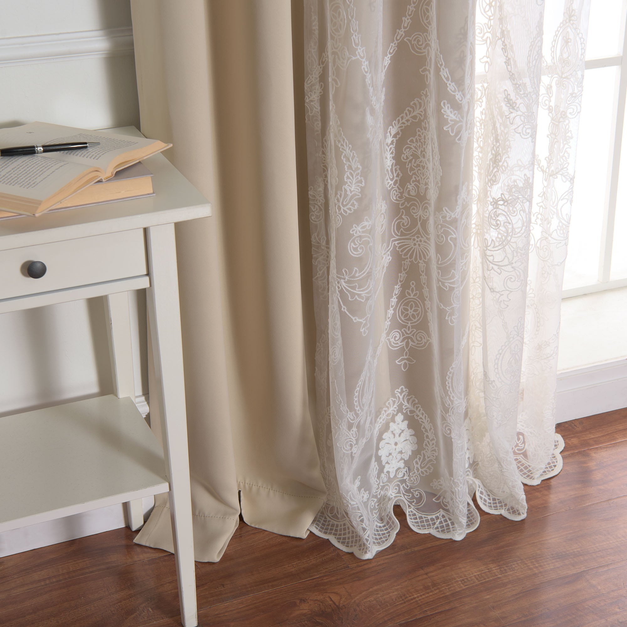 Best Home Fashion MM-TRELLIS-96-BEIGE curtains - View #5