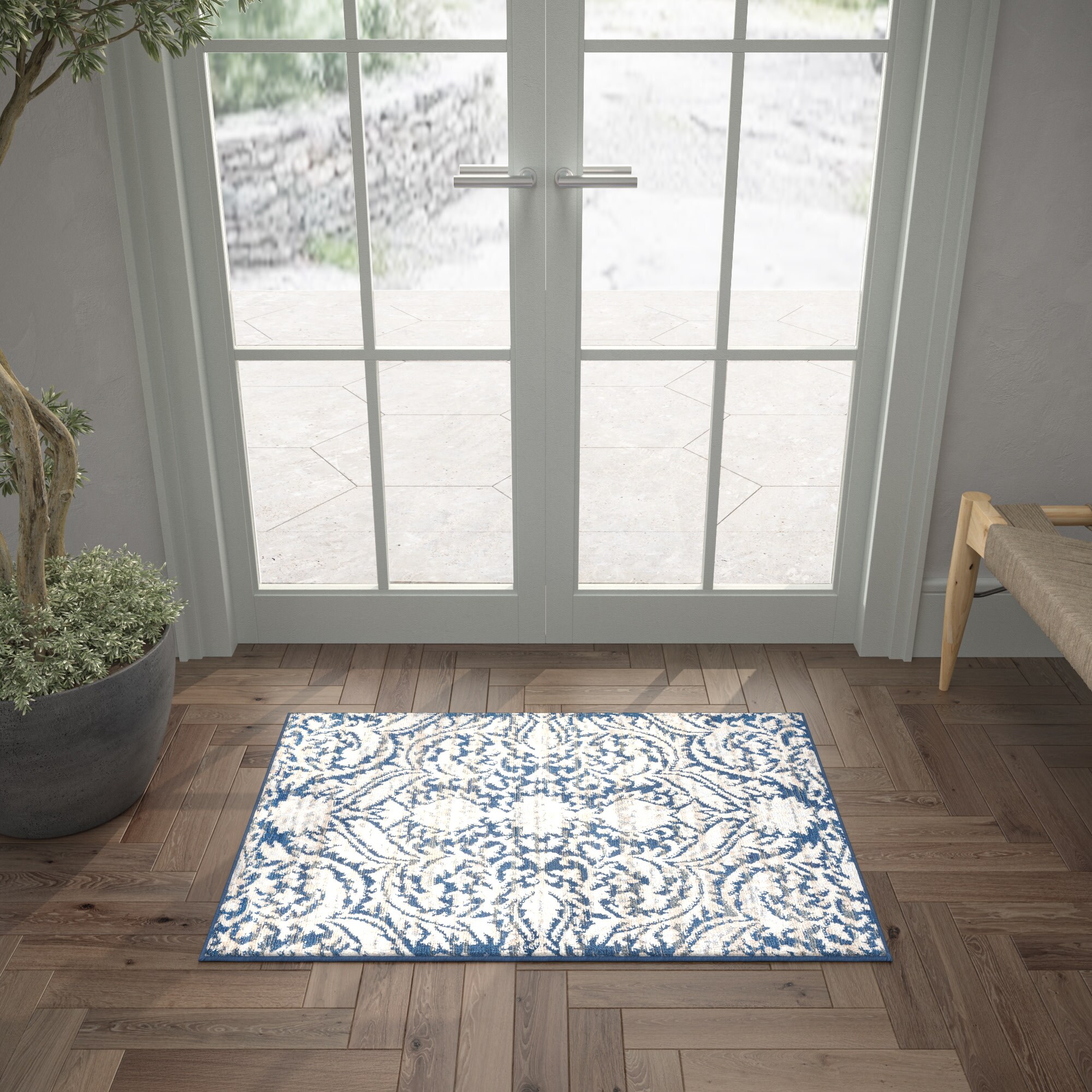 Tayse MDN4507 2X3 Madison 2 x 3 (ft) Loomed Polypropylene Dark Blue Rectangular Indoor Throw rug