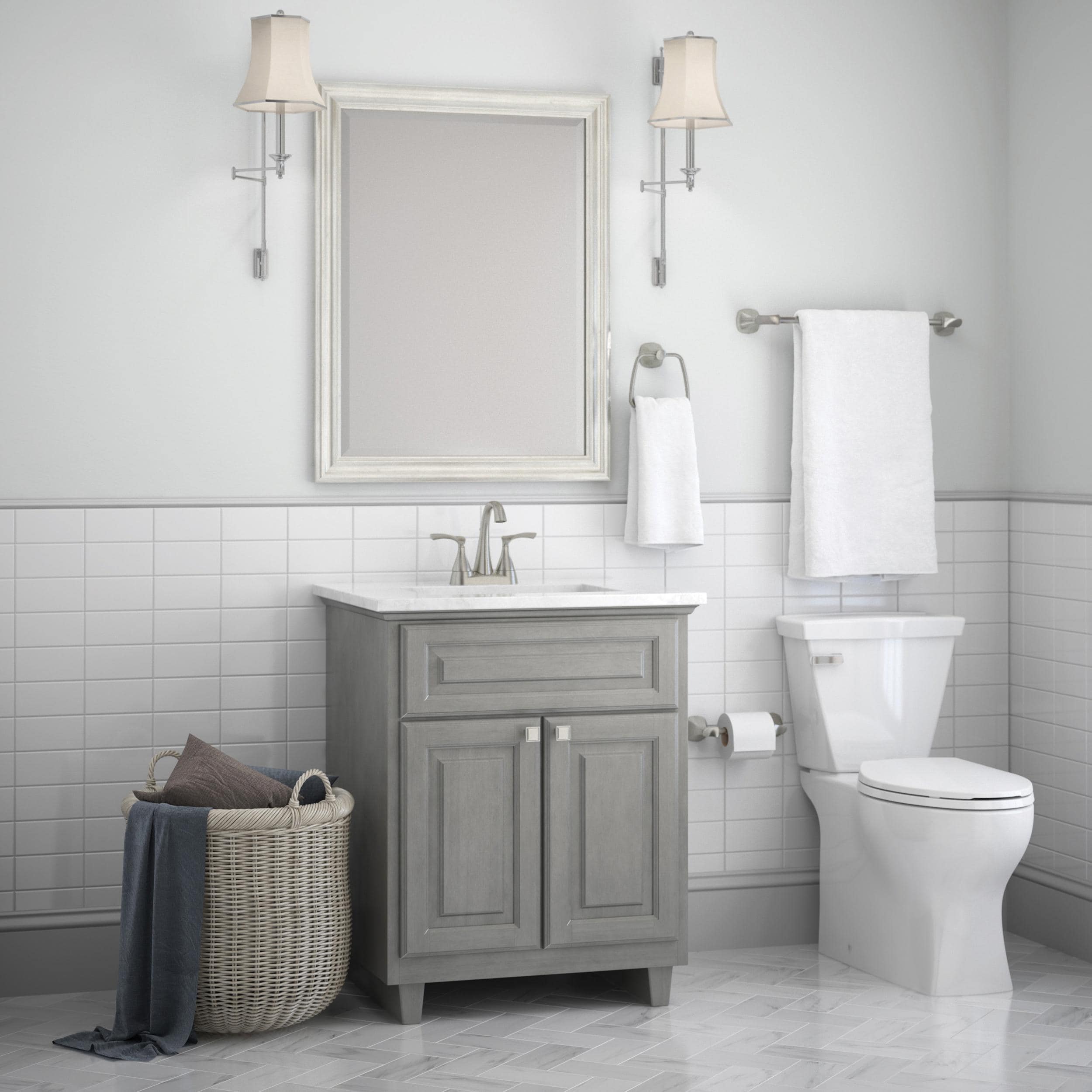 Gray Color Brass Square Bathroom Accessories Set Bath Hardware Towel Bar  szh106