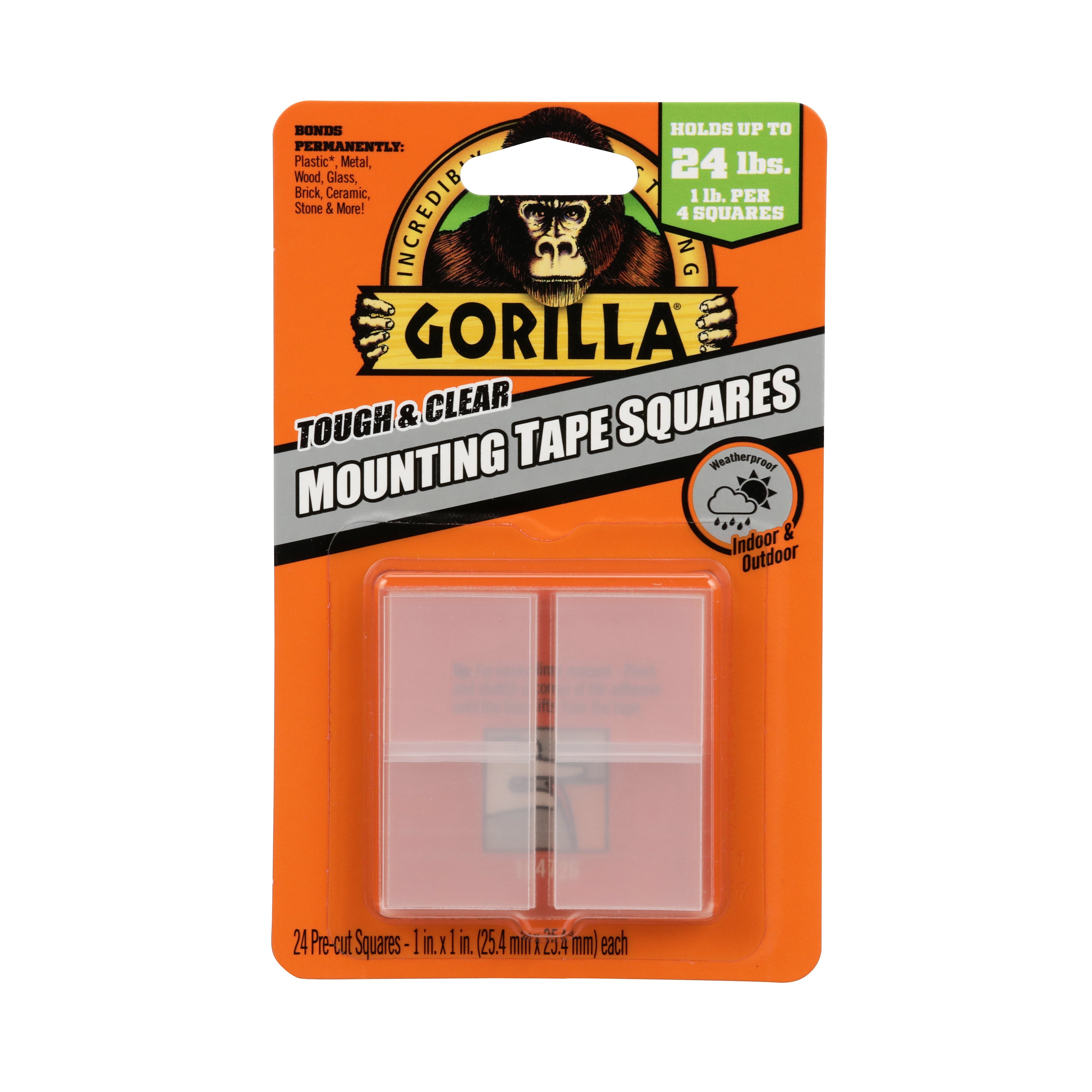 Gorilla Mounting Tabs Squares Double Sided Tape Sticky Pads Adhesive Clear 