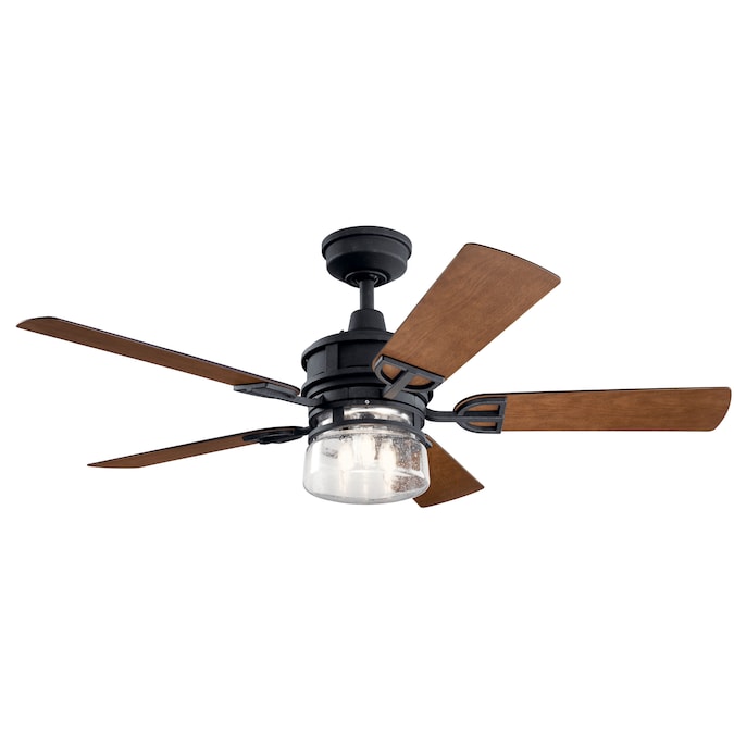 Kichler Lyndon Patio 52 In Distressed, Ceiling Fan With Clear Glass Light